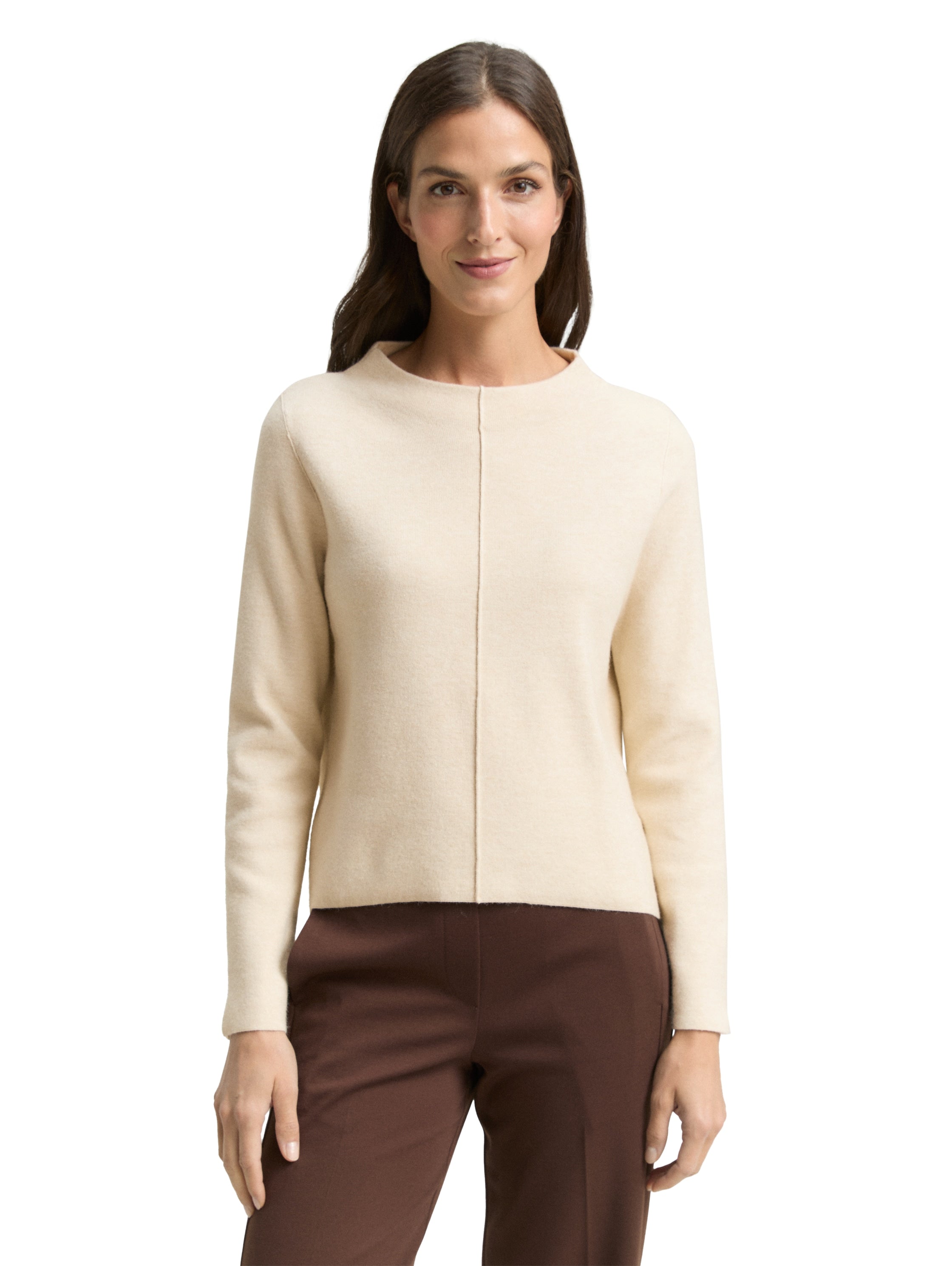 Tom Tailor Stone Beige Cropped Knitted Pullover