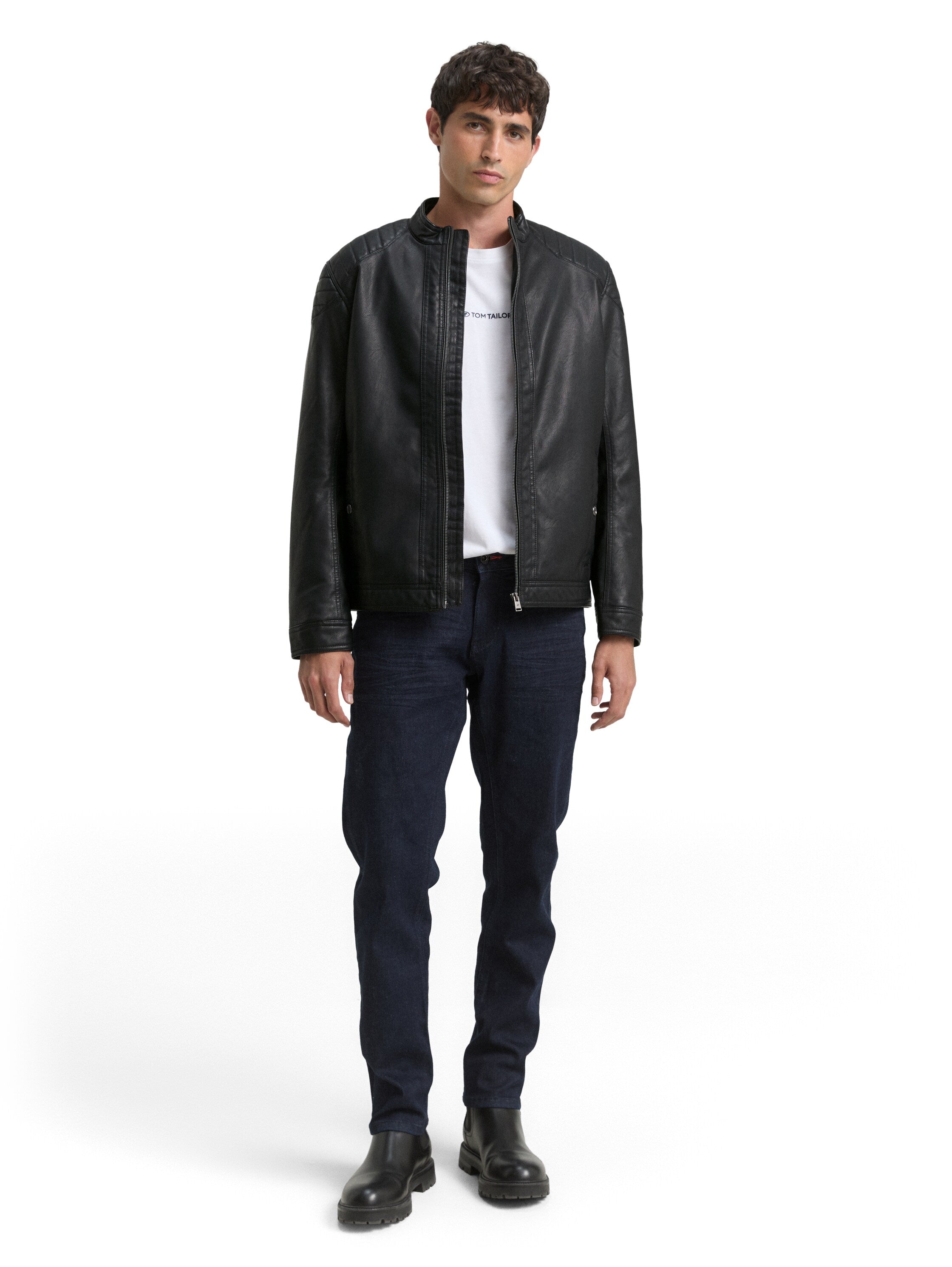 Tom Tailor Faux leather biker Black jacket