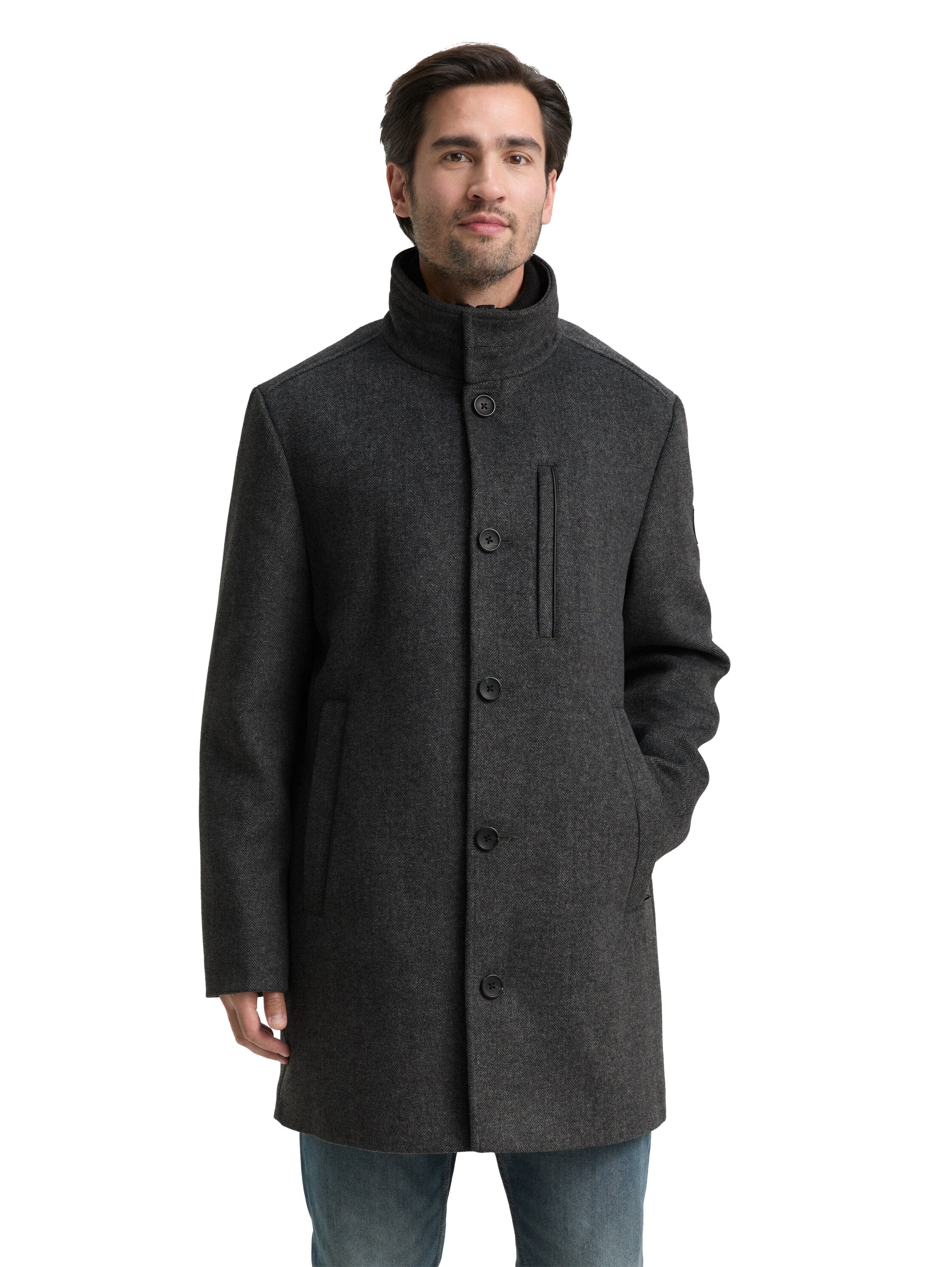 Tom Tailor 2-in-1 Woollen Coat with Detachable Inner Grey Coat