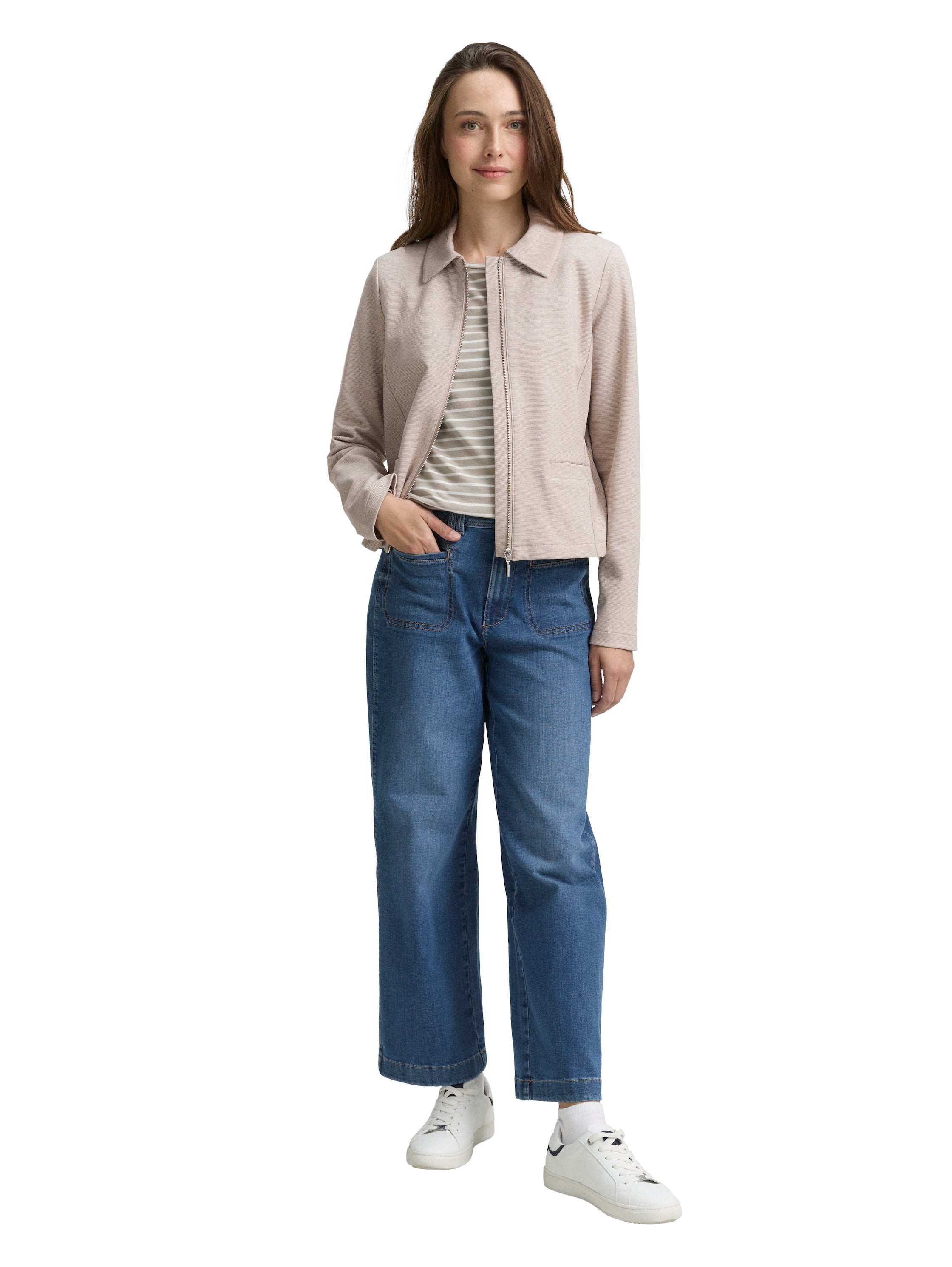 Tom Tailor Beige Blazer With Zipper To Close