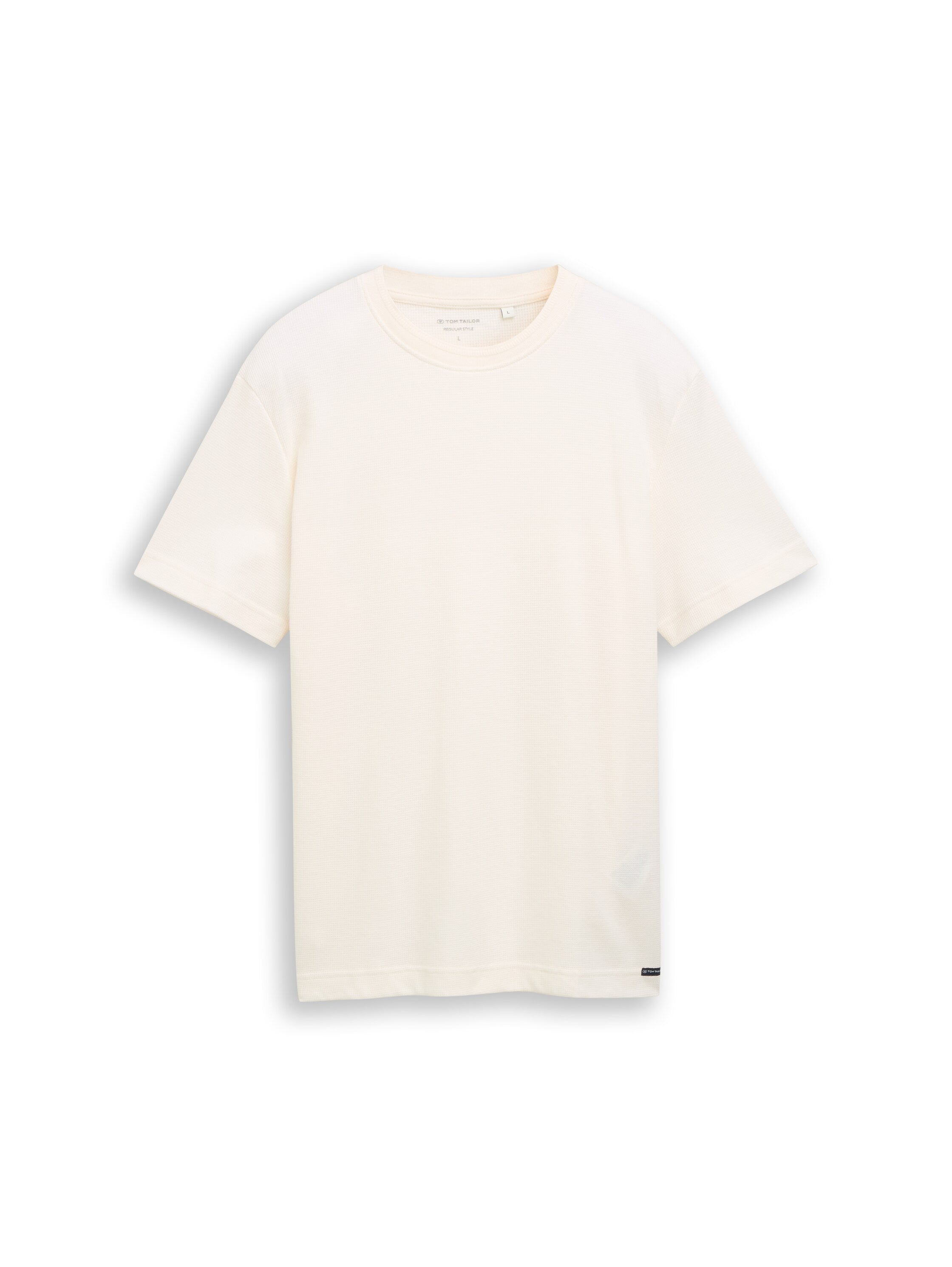 Tom Tailor Off-White T-Shirt With Waffle Texture
