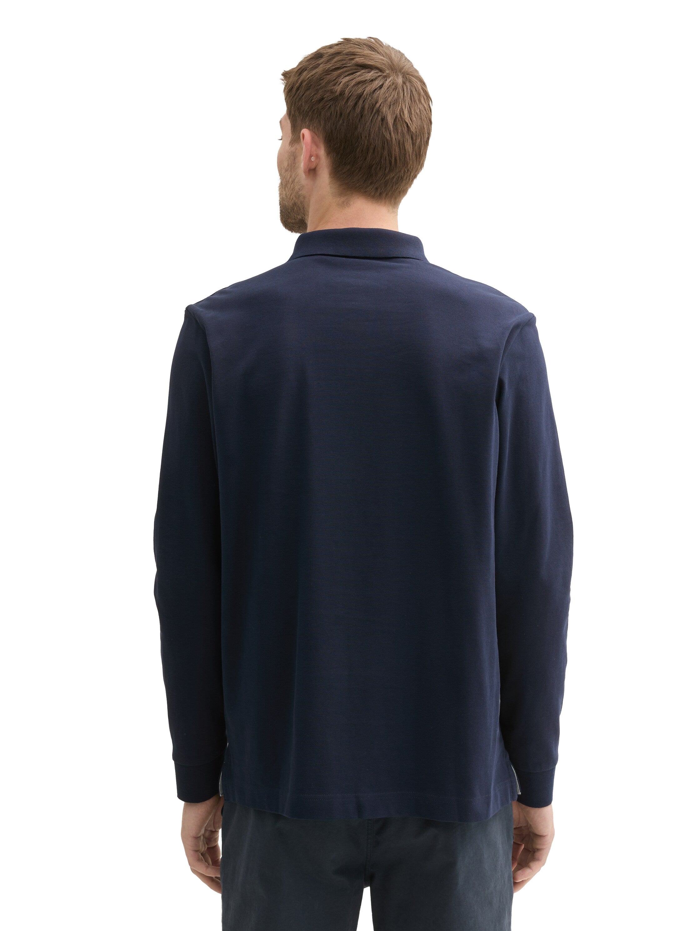 Tom Tailor Navy Long Sleeved Pique Polo