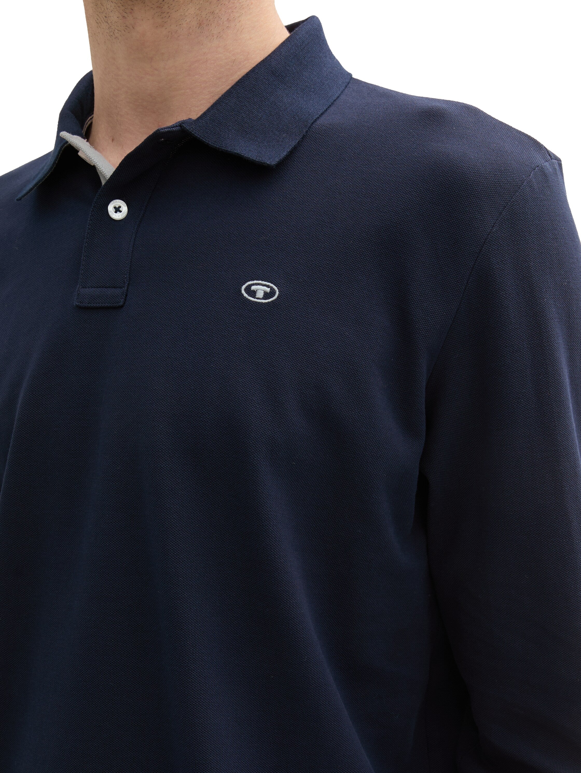 Tom Tailor Navy Long Sleeved Pique Polo