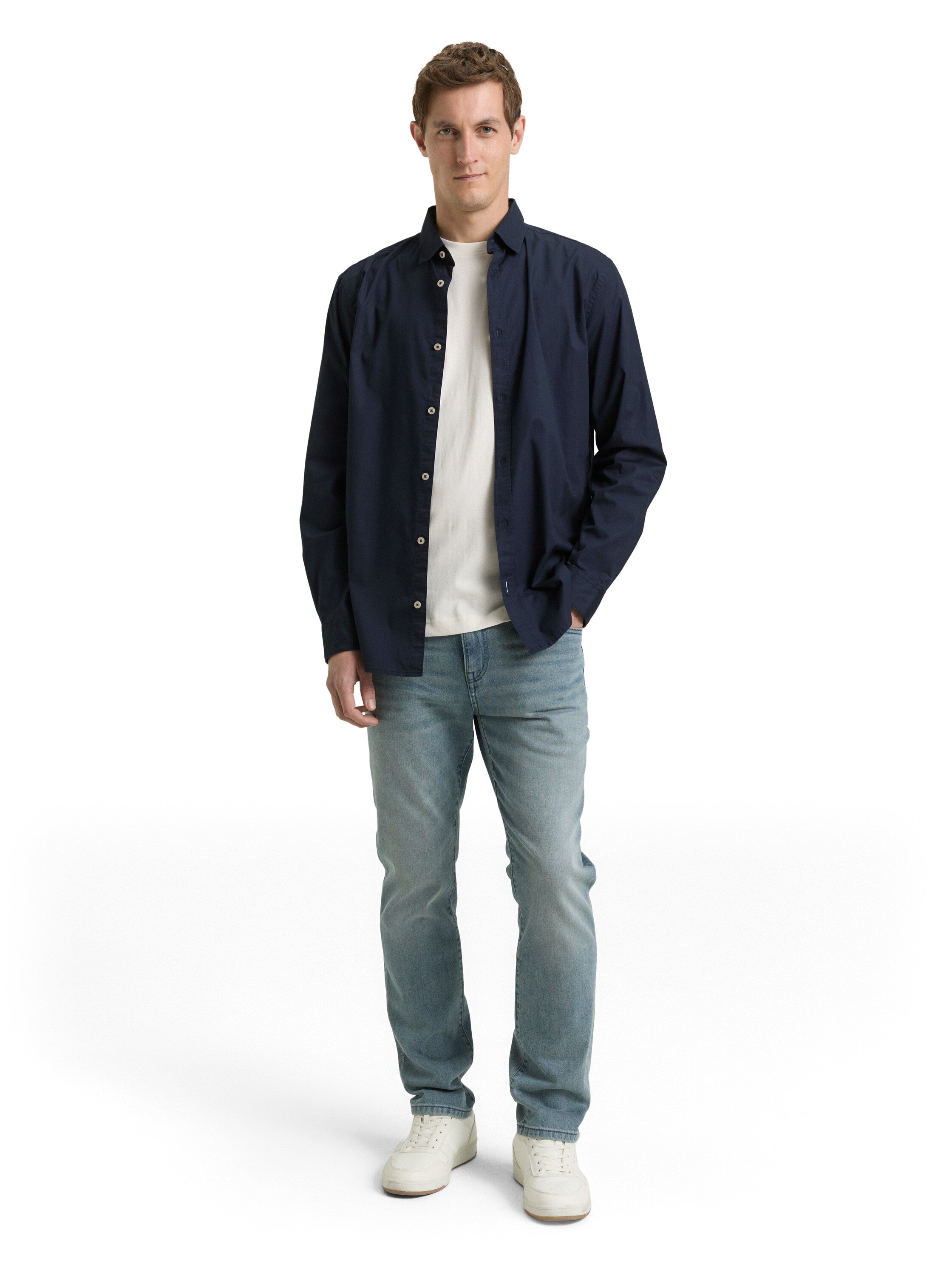 Tom Tailor Regular Fit Navy Shirt With Stretch