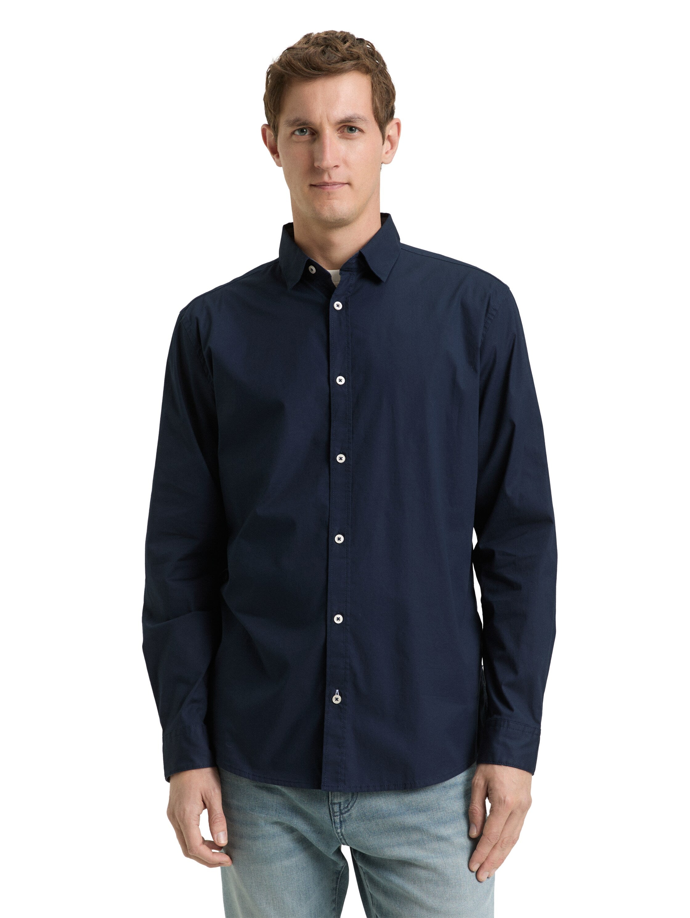 Tom Tailor Regular Fit Navy Shirt With Stretch