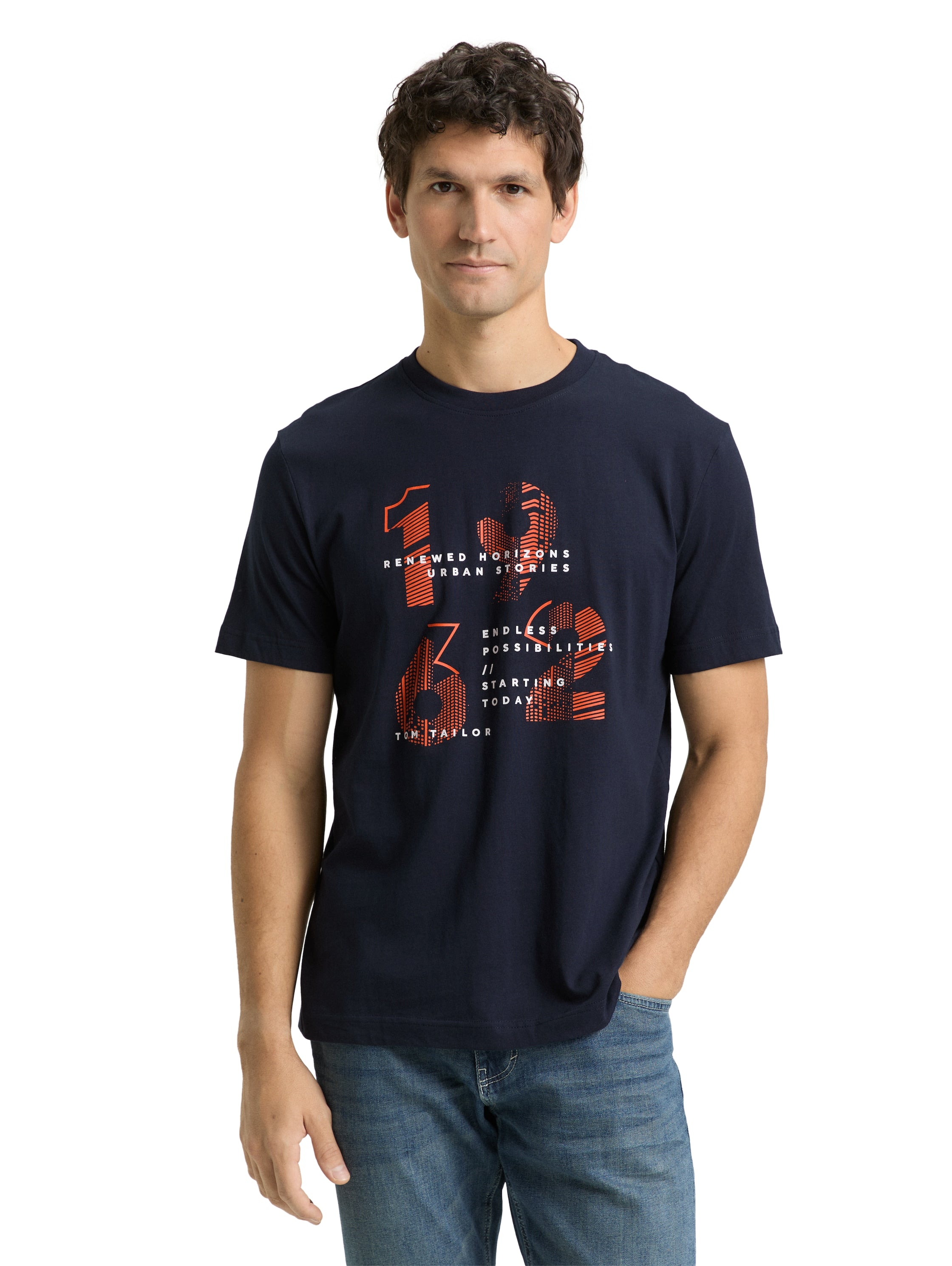 Tom Tailor Navy T-Shirt With Printed Design