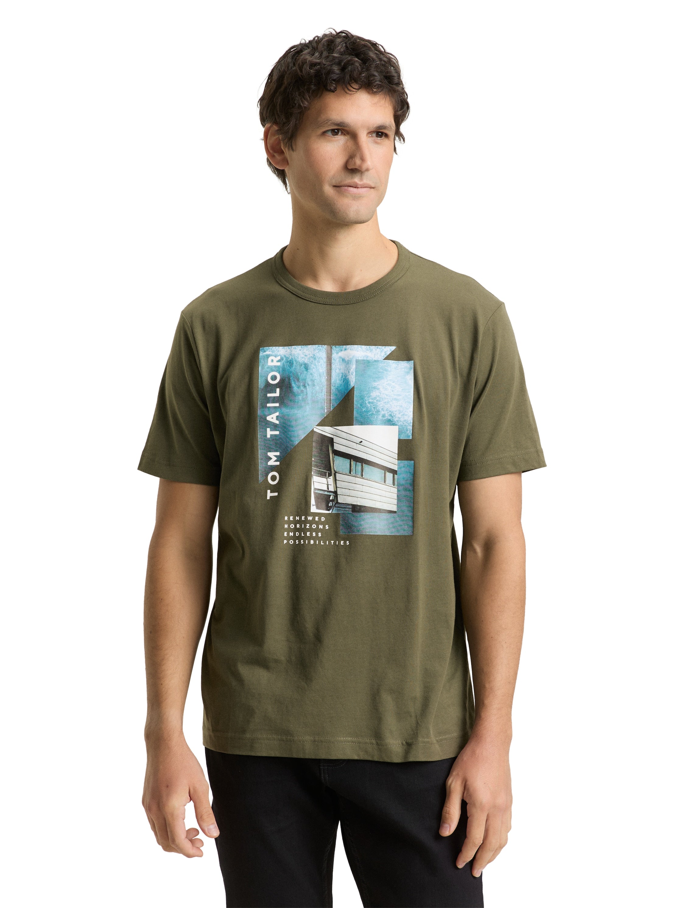 Tom Tailor Olive T-Shirt With Front Design