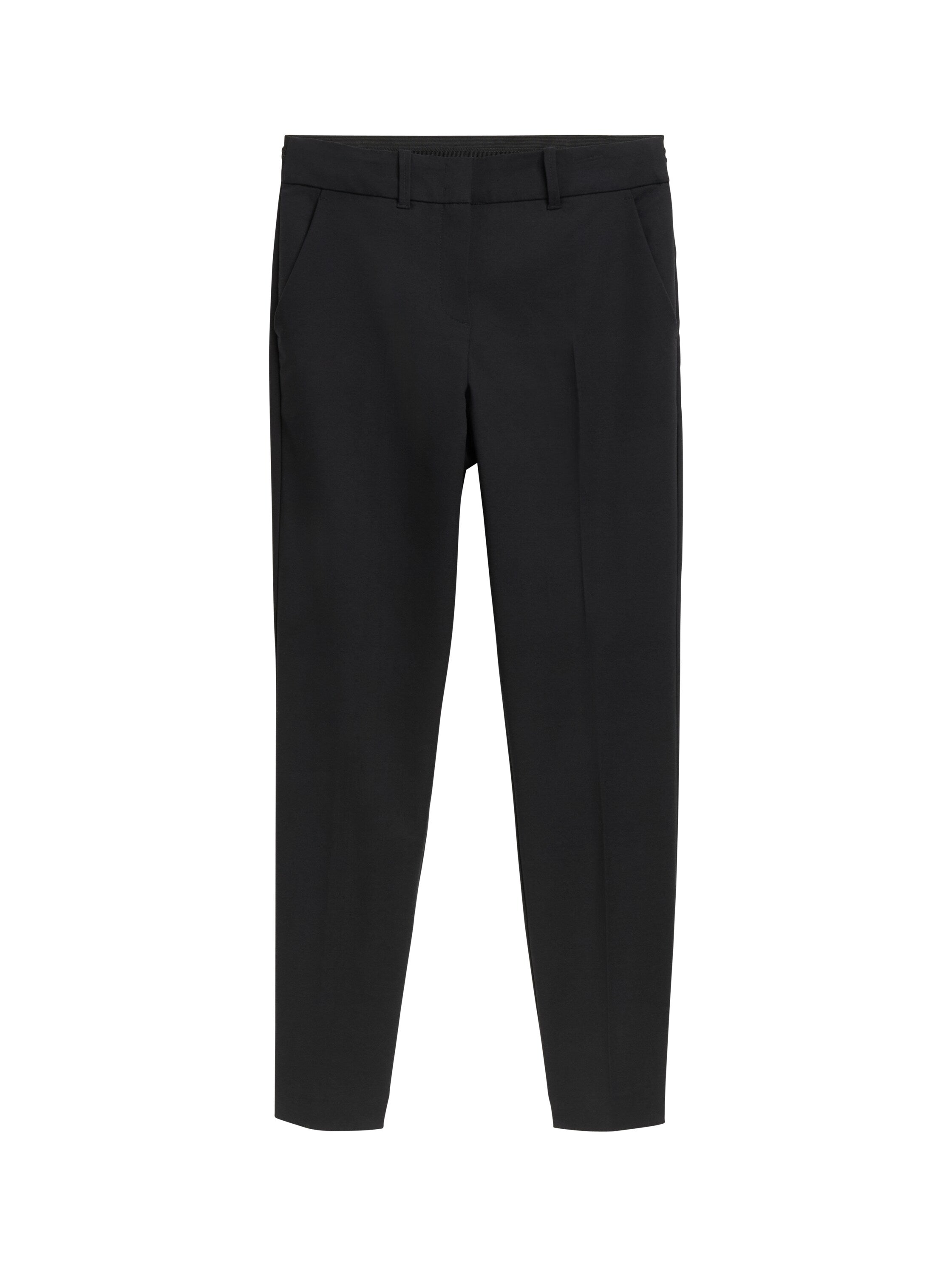Tom Tailor Black Cotton Pant With Side Slanted Pockets