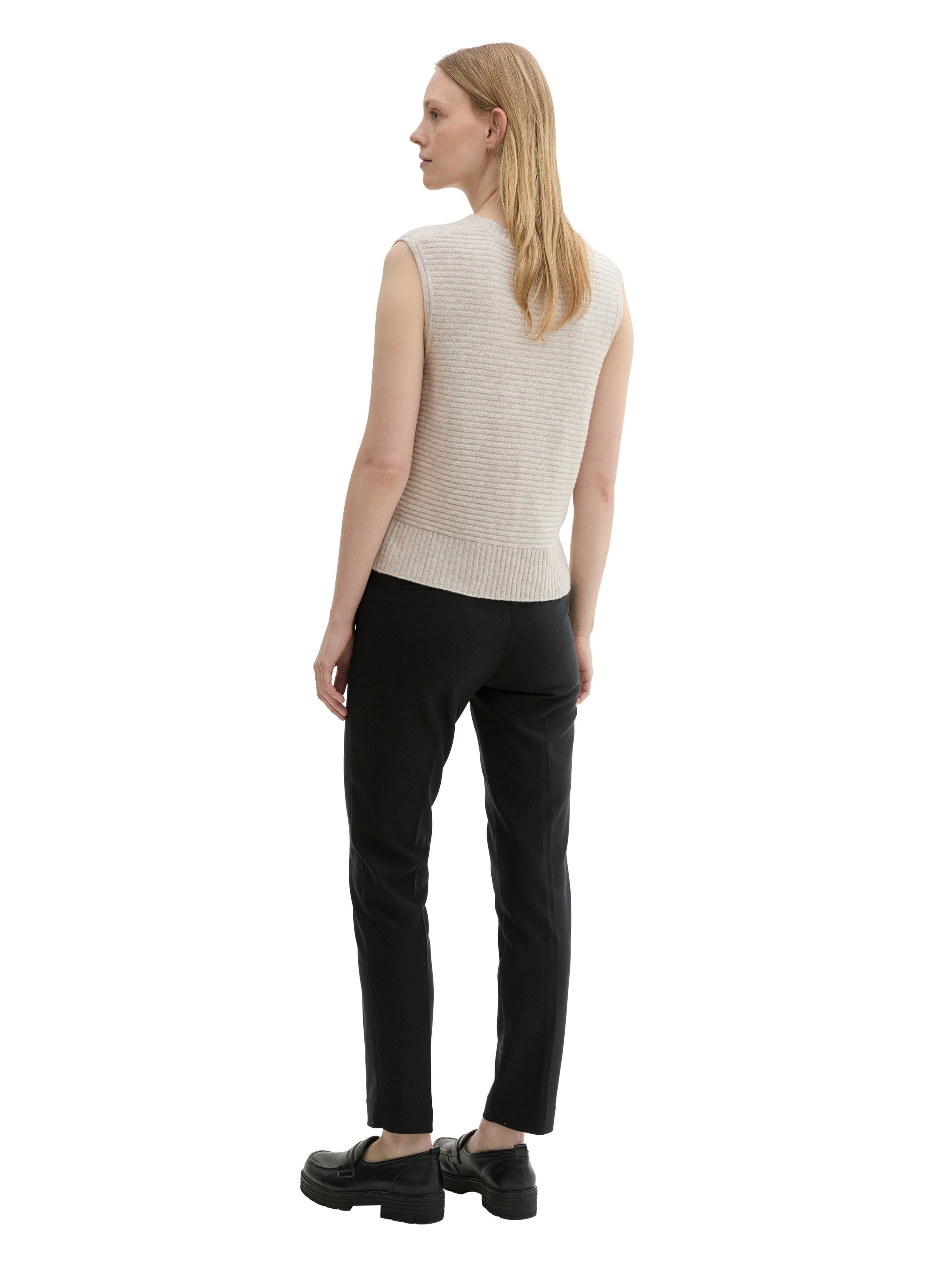 Tom Tailor Black Cotton Pant With Side Slanted Pockets