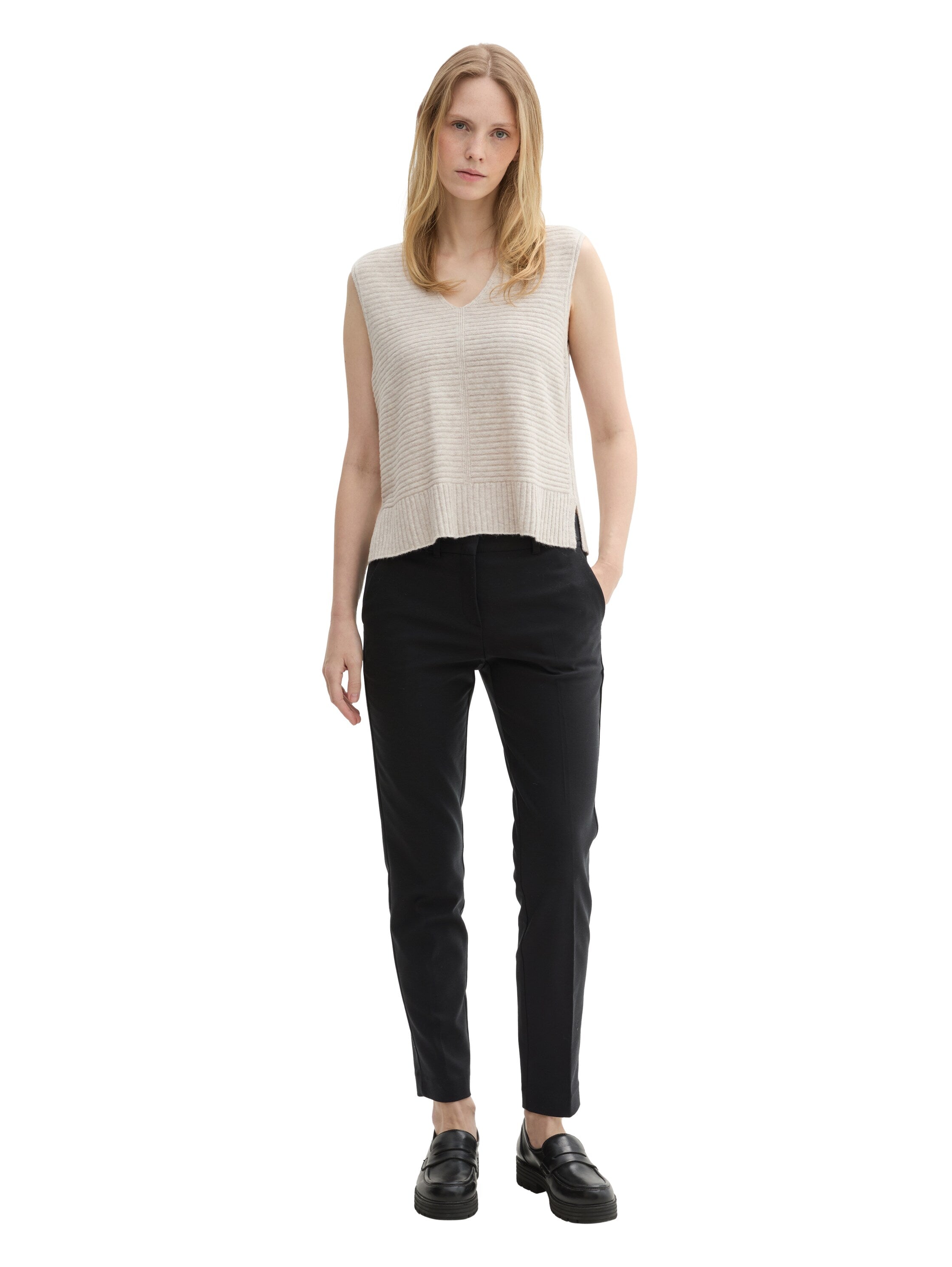Tom Tailor Black Cotton Pant With Side Slanted Pockets