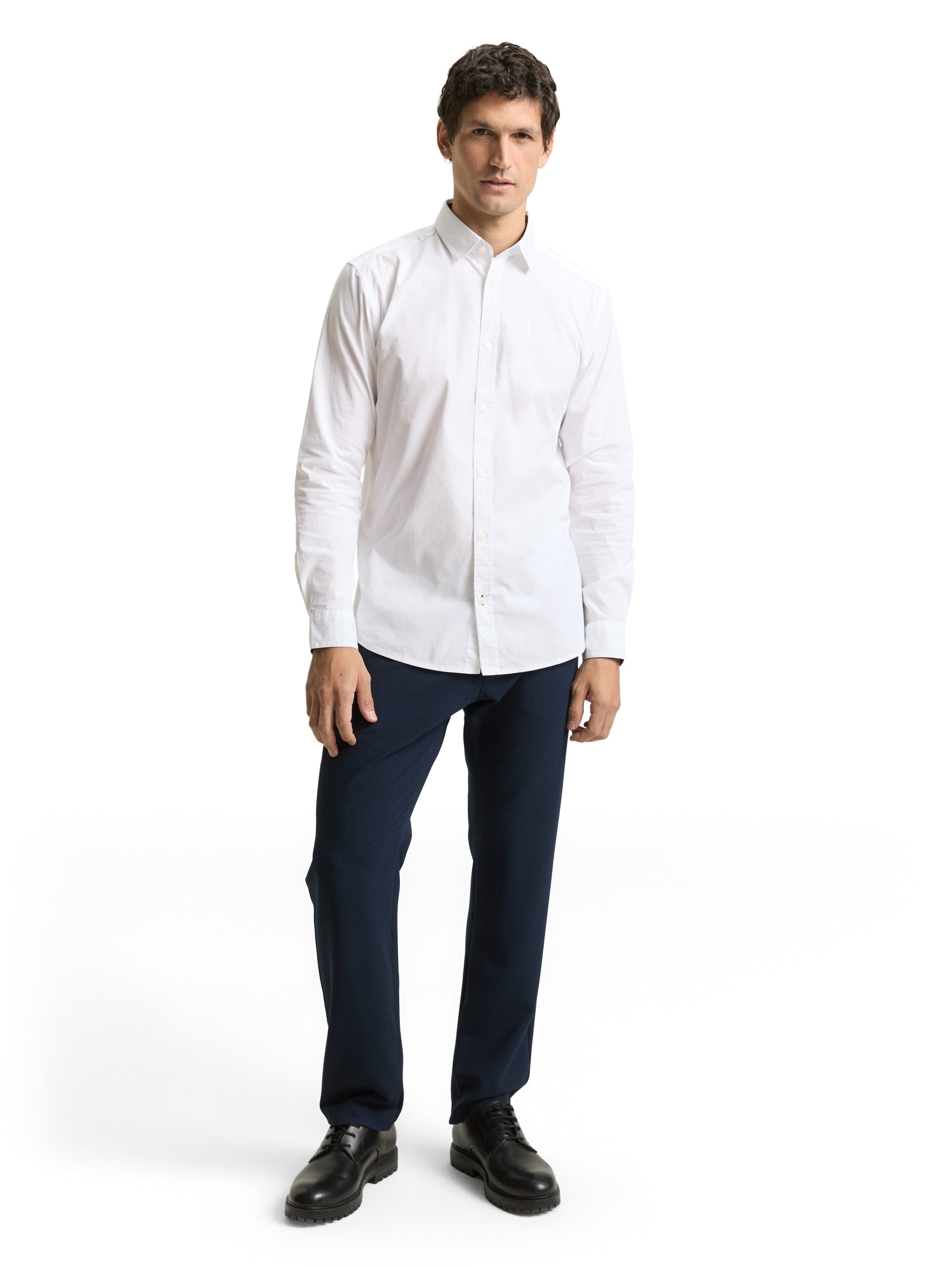 Tom Tailor Regular Fit White Shirt With Stretch