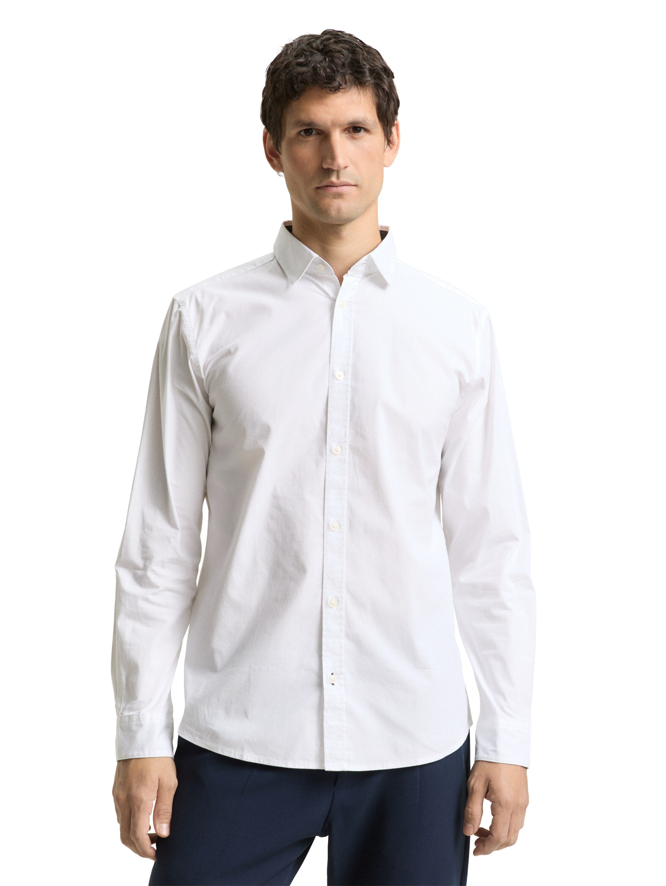 Tom Tailor Regular Fit White Shirt With Stretch