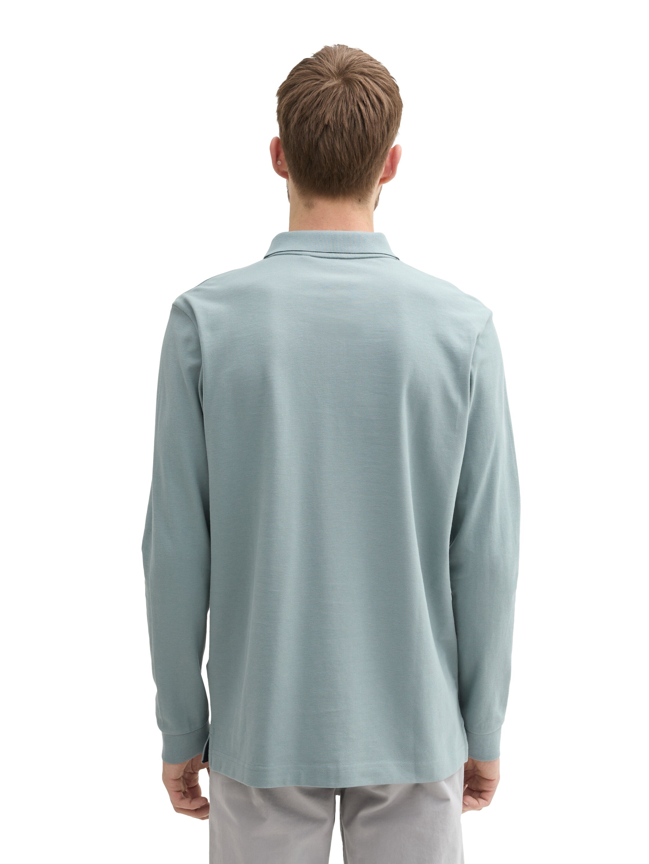 Tom Tailor Grey Mint Long Sleeved Pique Polo