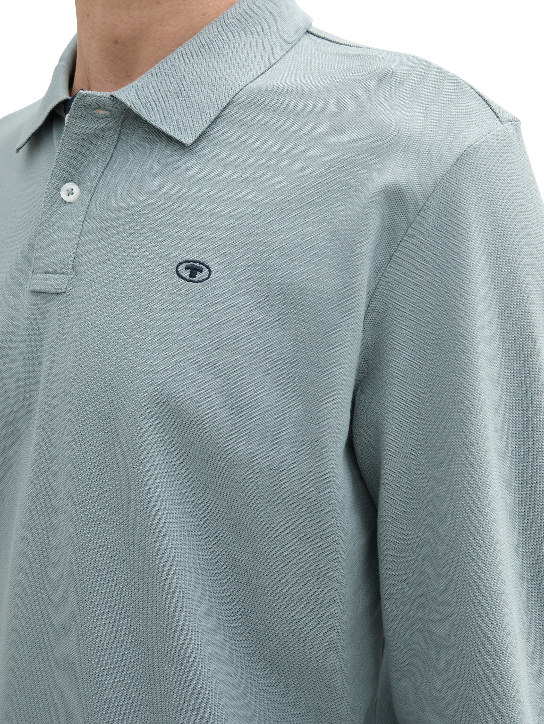 Tom Tailor Grey Mint Long Sleeved Pique Polo