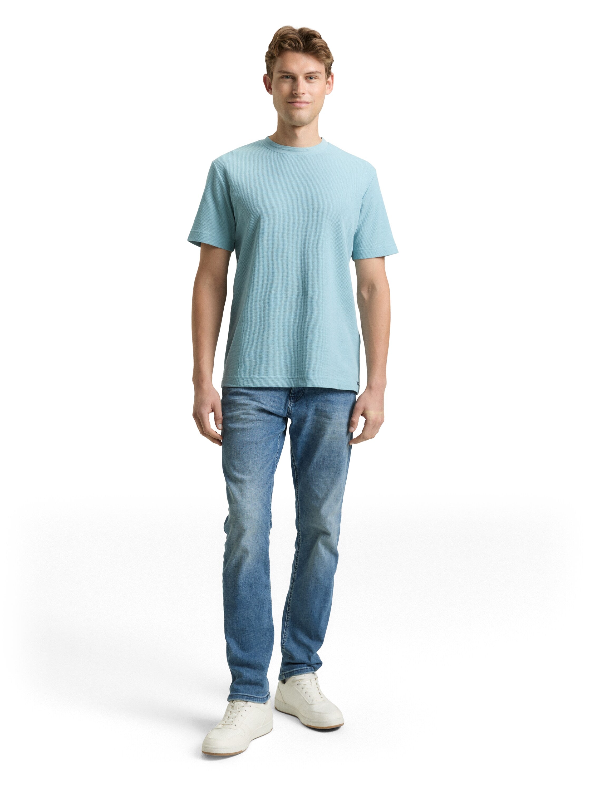 Tom Tailor Blue T-Shirt With Waffle Texture