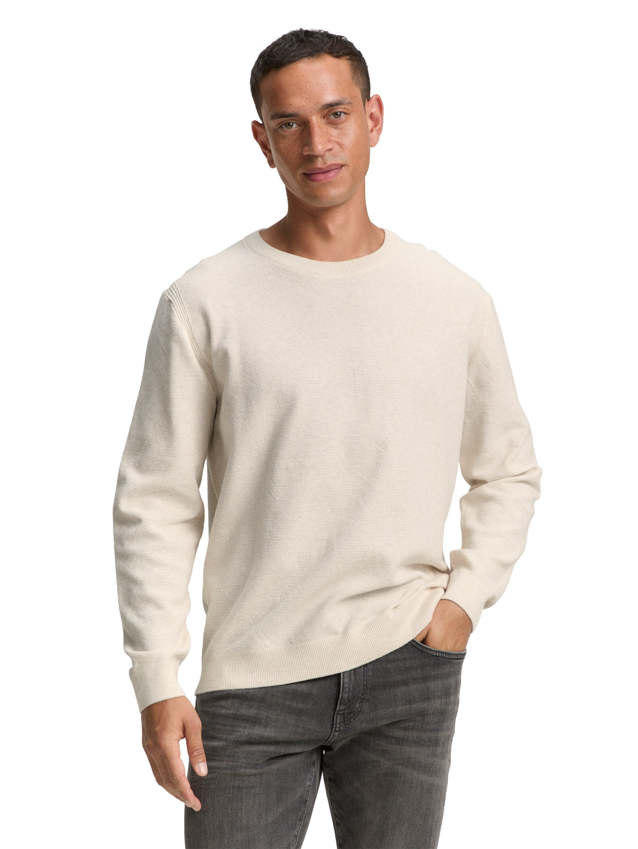 Tom Tailor Knitted Organic Cotton Butter Cream Pullover