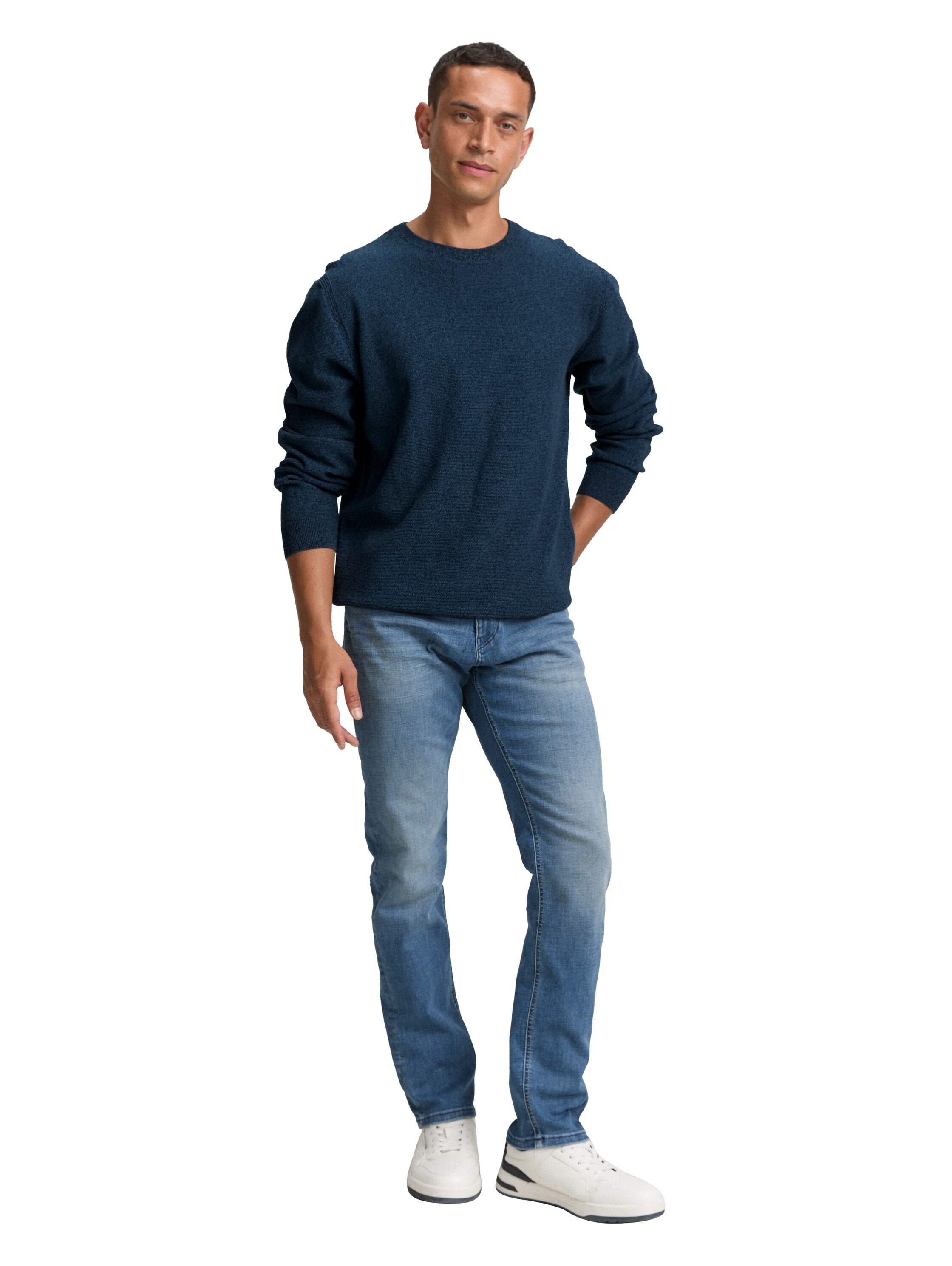 Tom Tailor Knitted Organic Cotton Teal Navy Pullover