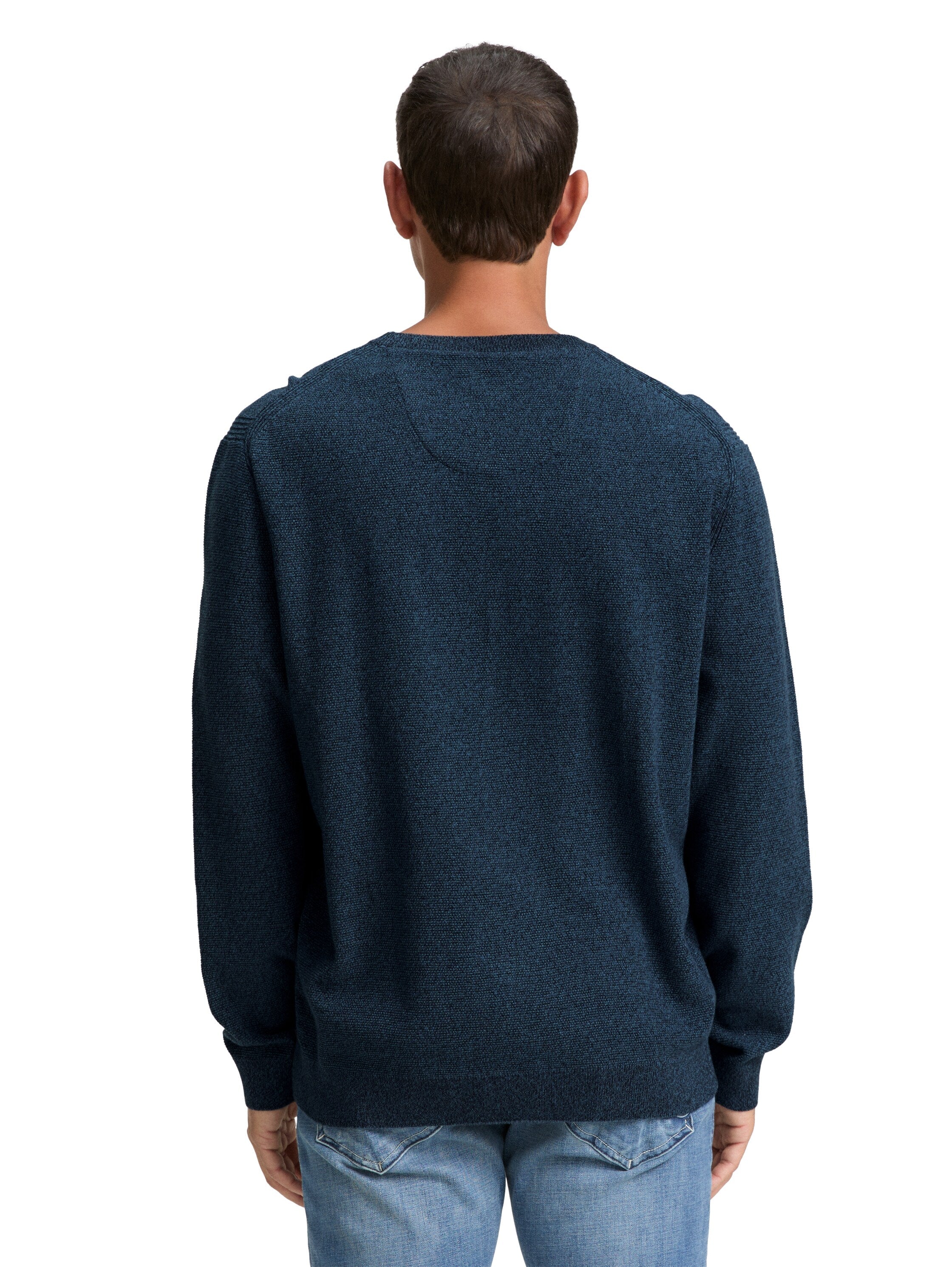 Tom Tailor Knitted Organic Cotton Teal Navy Pullover