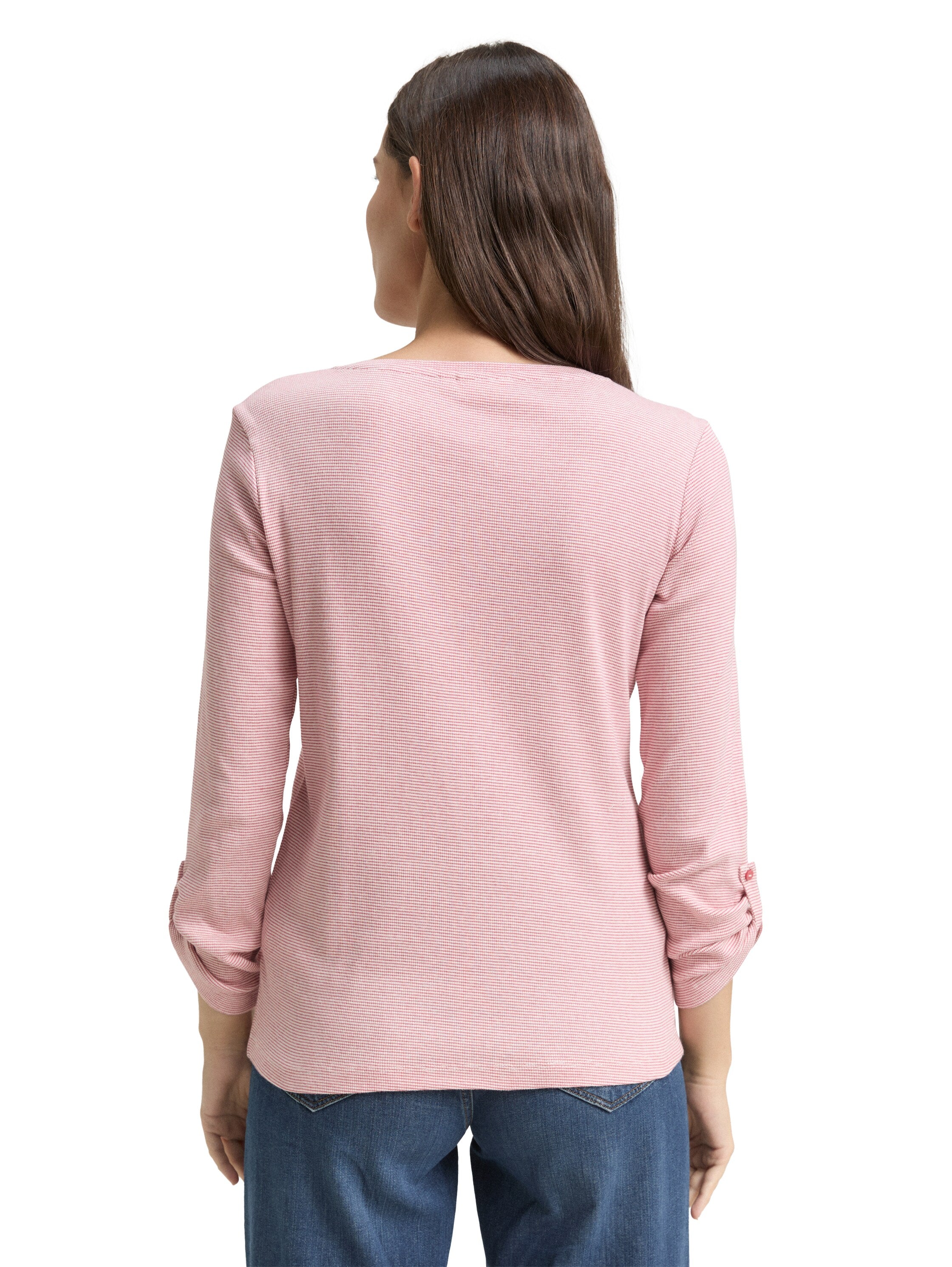 Tom Tailor Pink Long Sleeved Top With Turn Up Feature