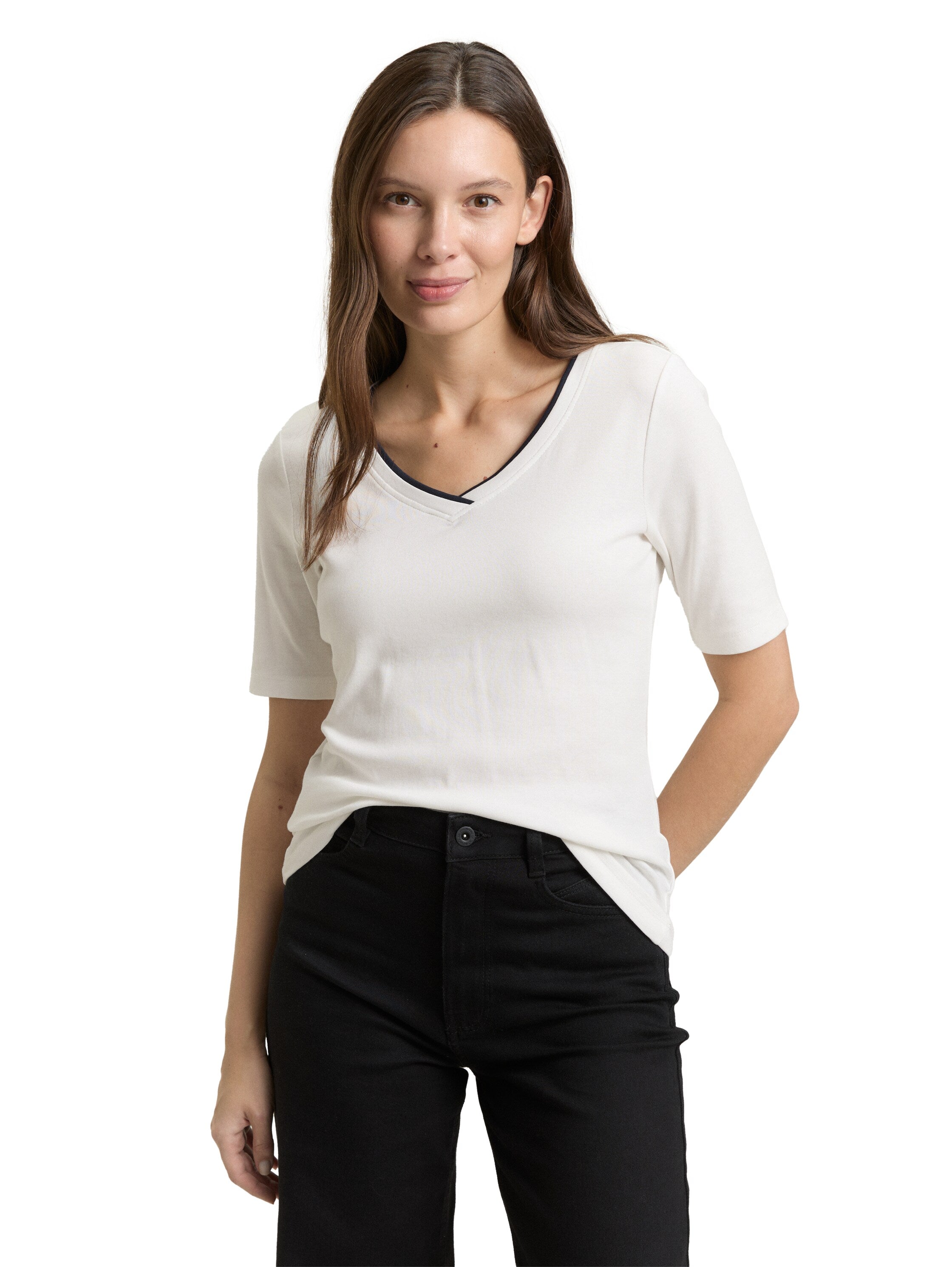 Tom Tailor White V-Neck T-Shirt