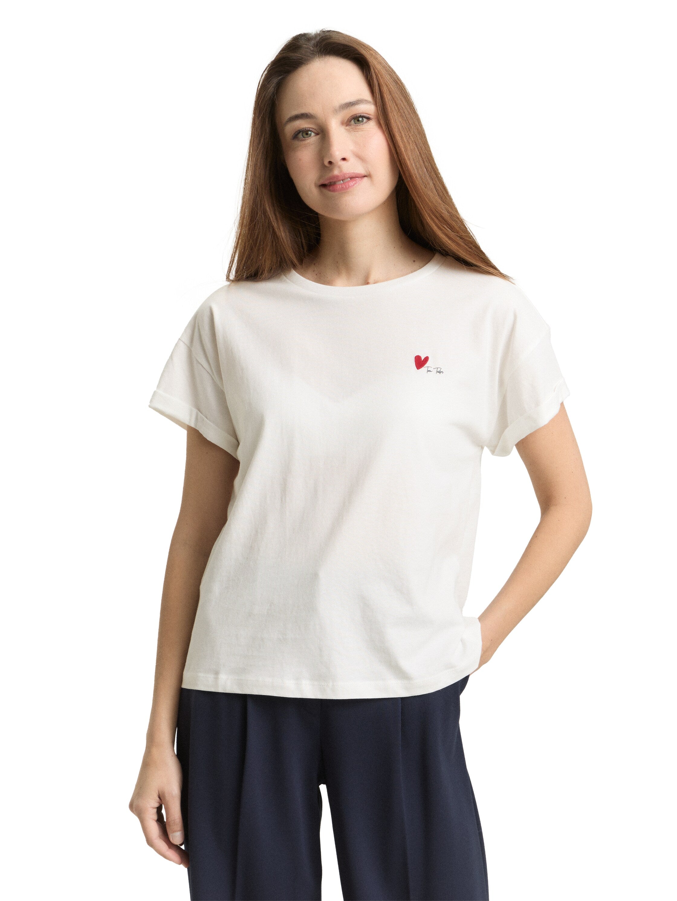 Tom Tailor White T-Shirt With Small Front Desing