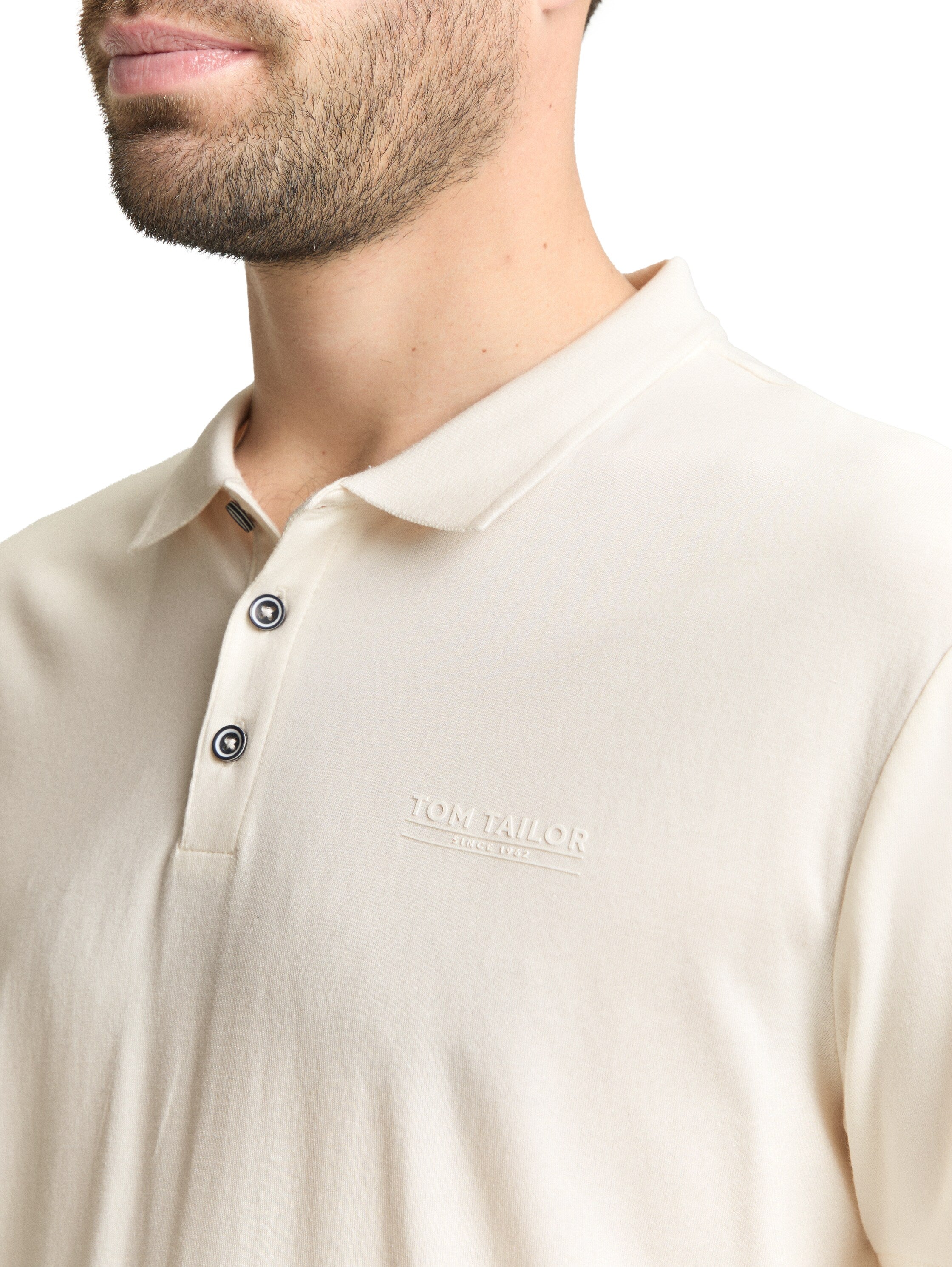 Tom Tailor Beige Polo With Printed Logo