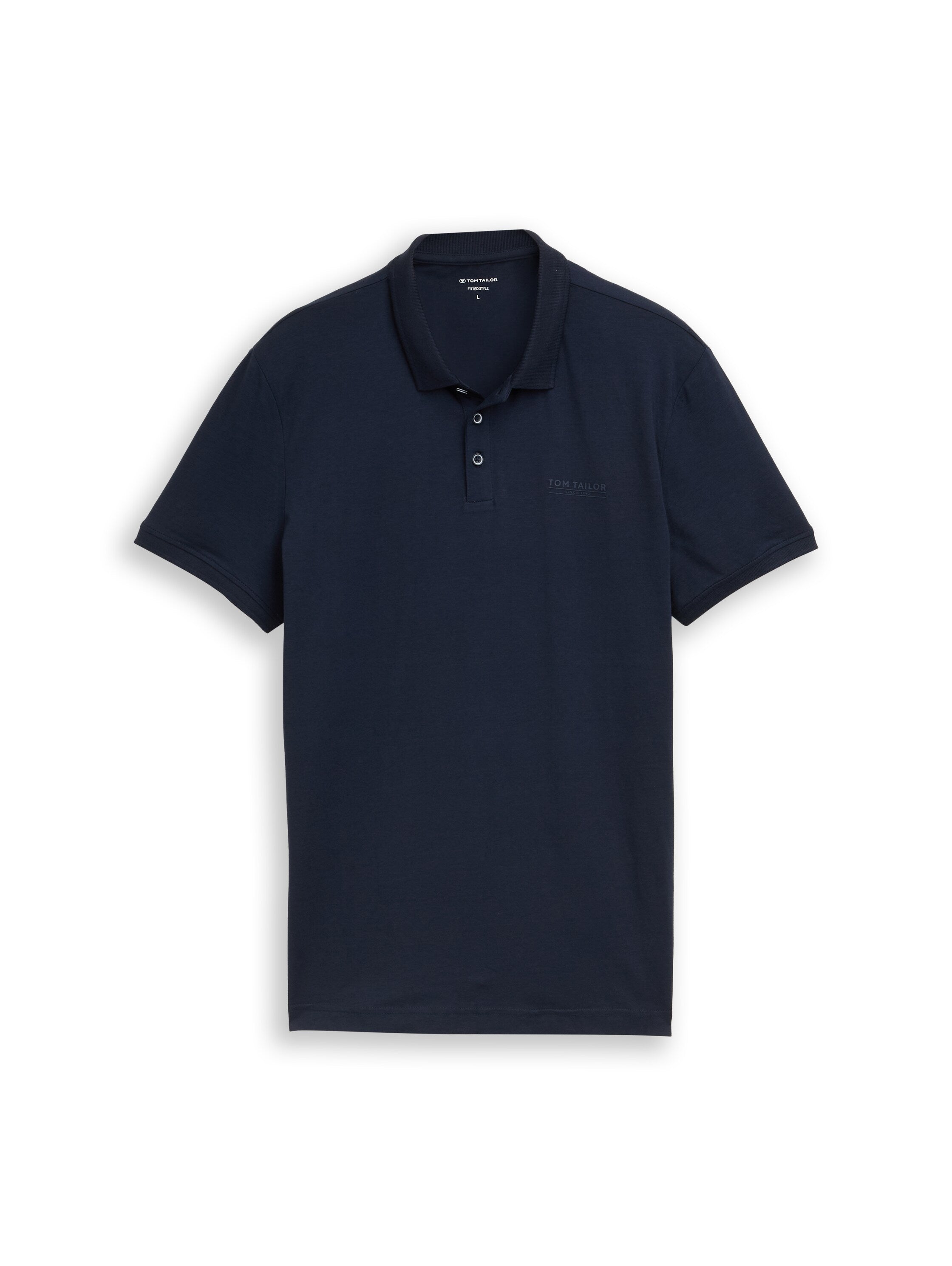 Tom Tailor Navy Polo With Printed Logo