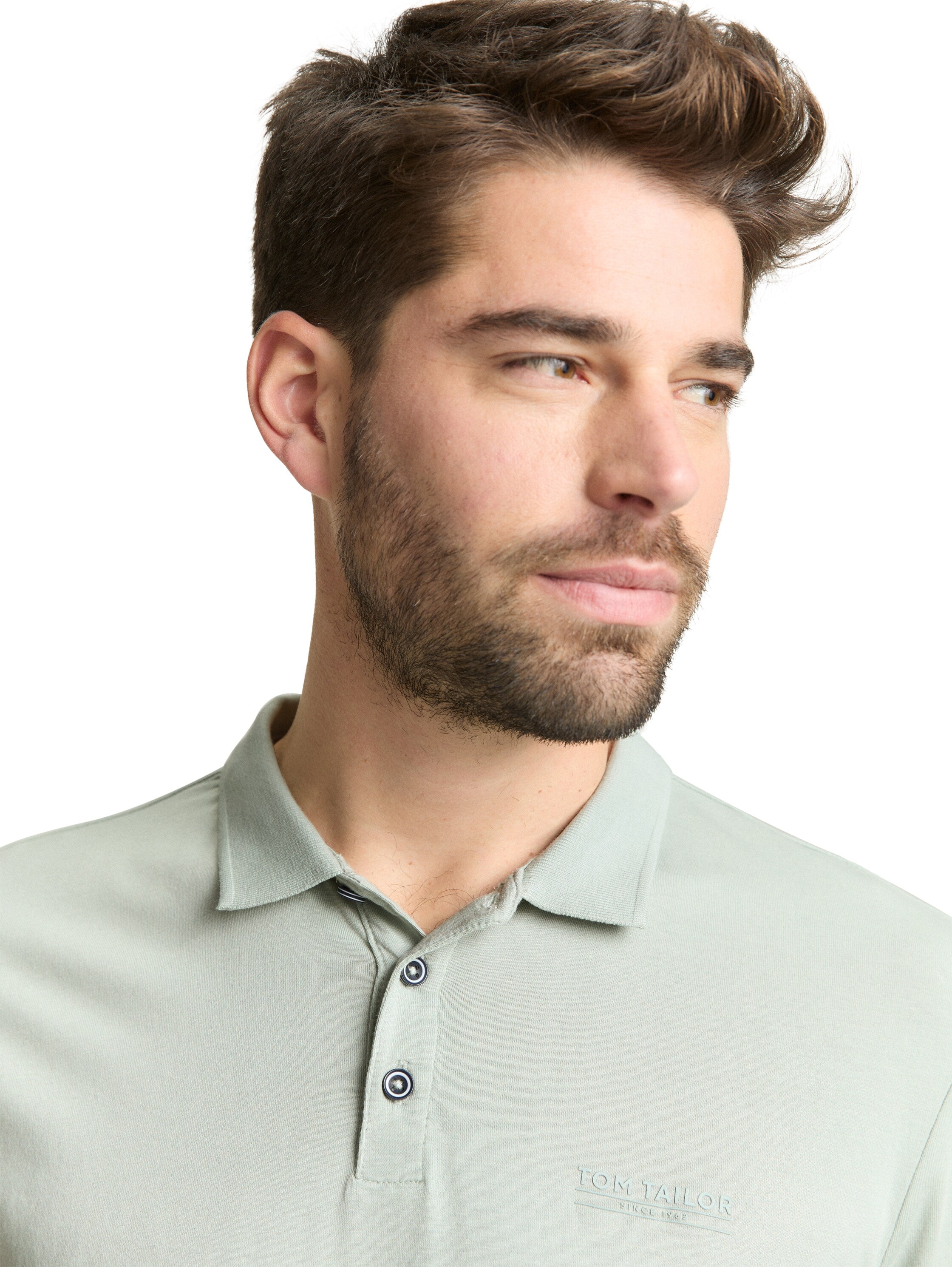 Tom Tailor Grey Polo With Printed Logo