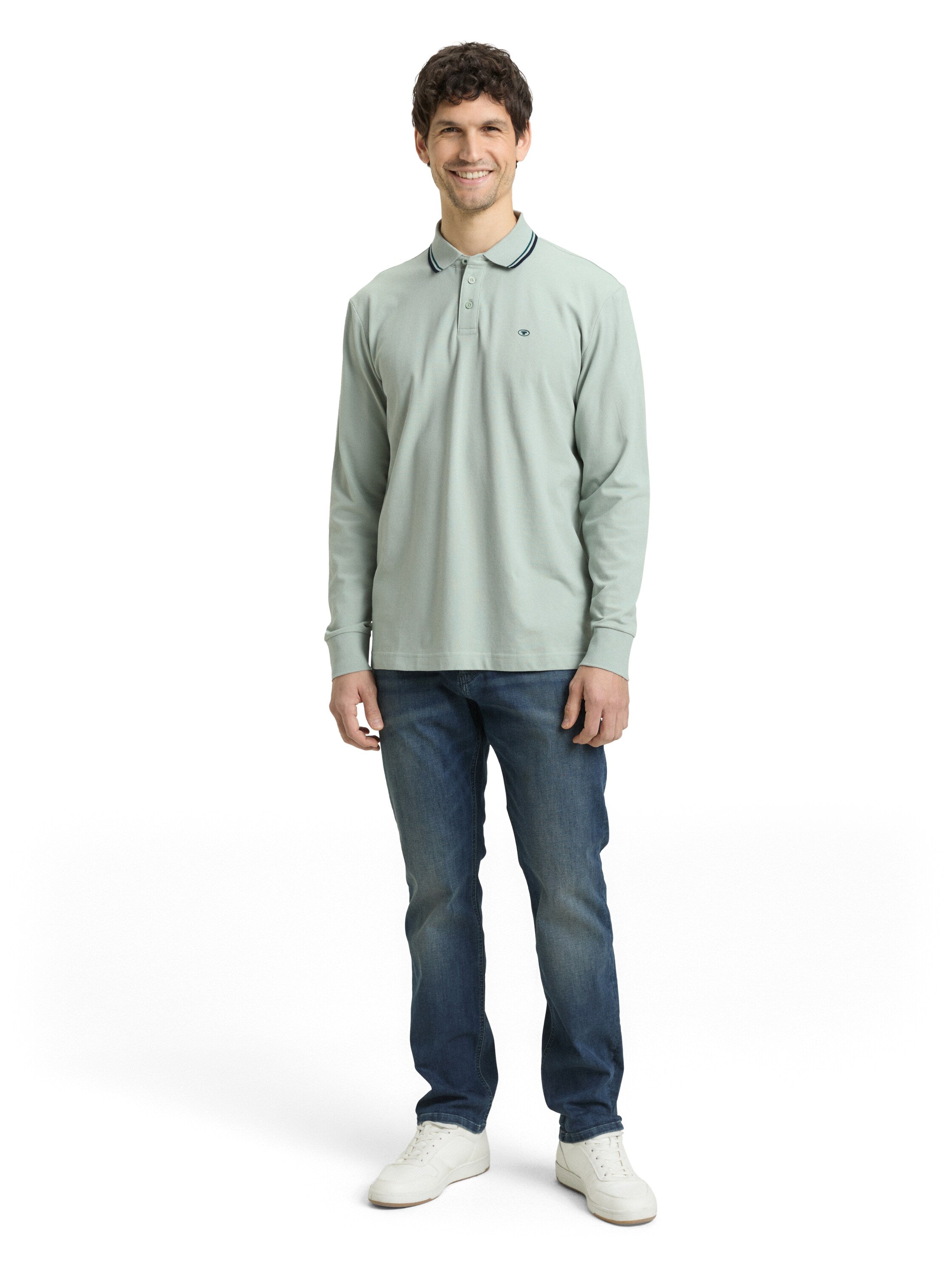 Tom Tailor Long Sleeved Mint Polo With Printed Logo