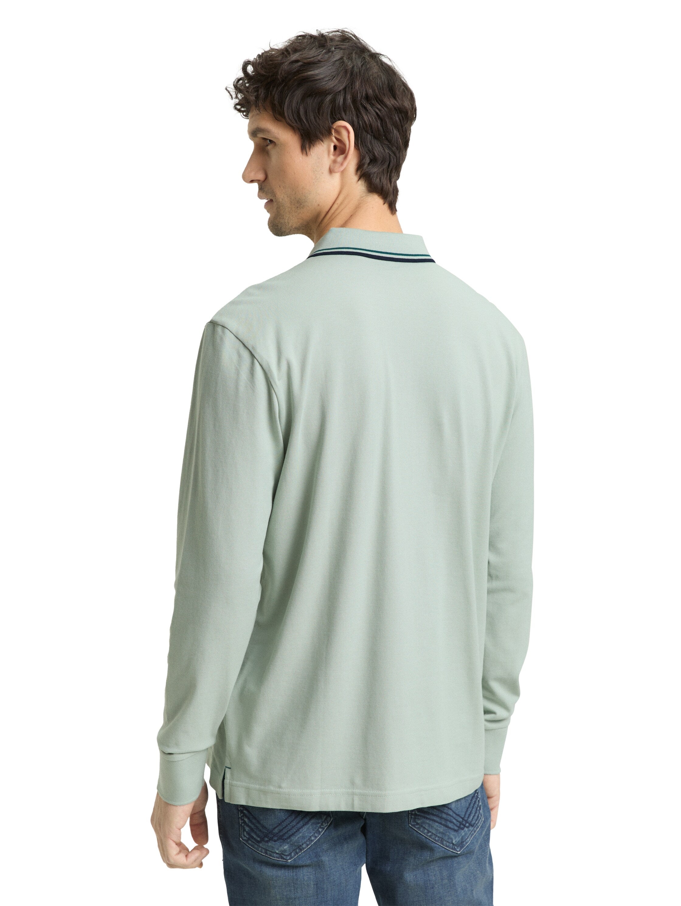 Tom Tailor Long Sleeved Mint Polo With Printed Logo