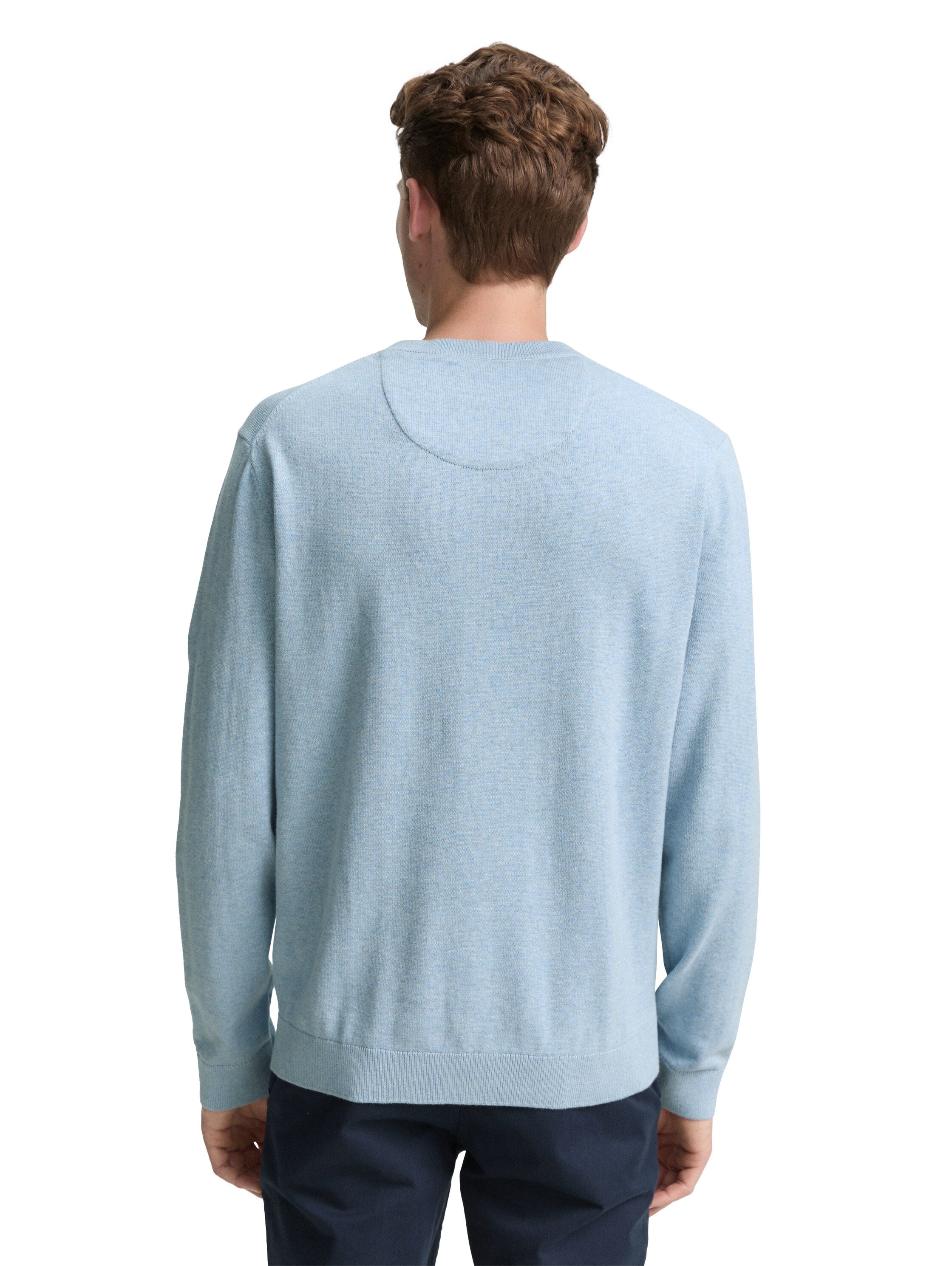 Tom Tailor Basic Knitted Blue Pullover Made of Cotton