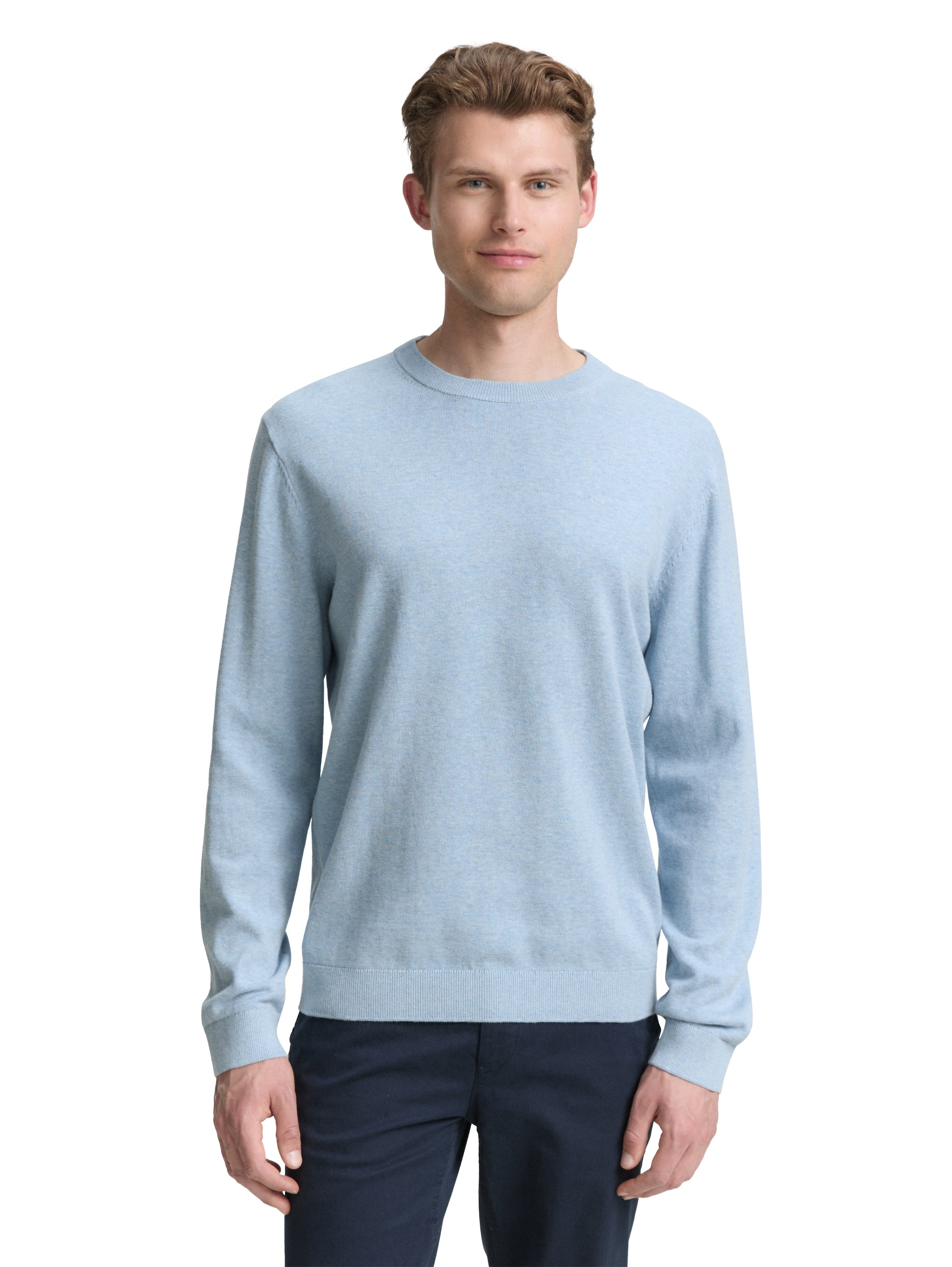 Tom Tailor Basic Knitted Blue Pullover Made of Cotton