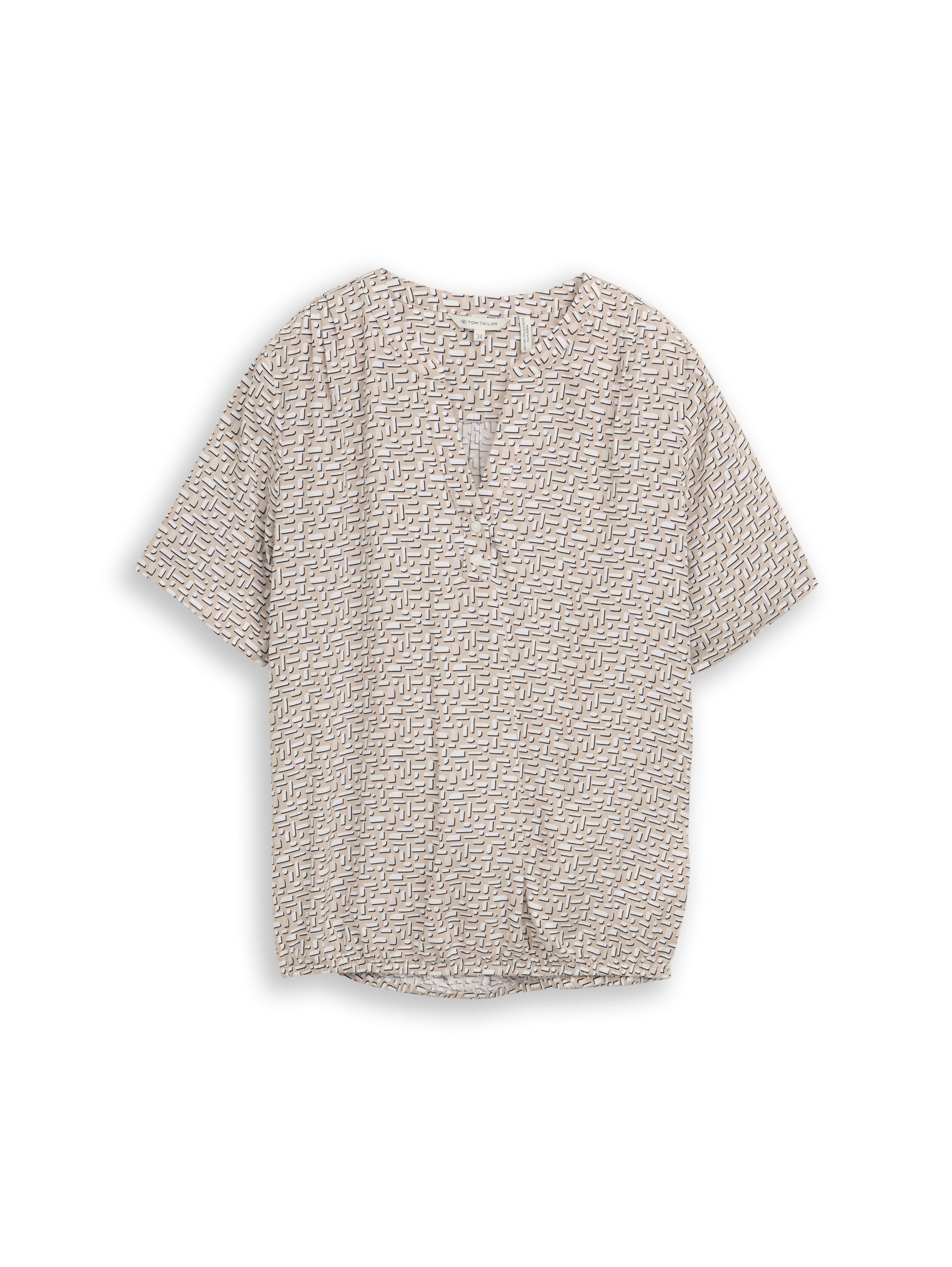 Tom Tailor Short Sleeved Beige Printed Blouse