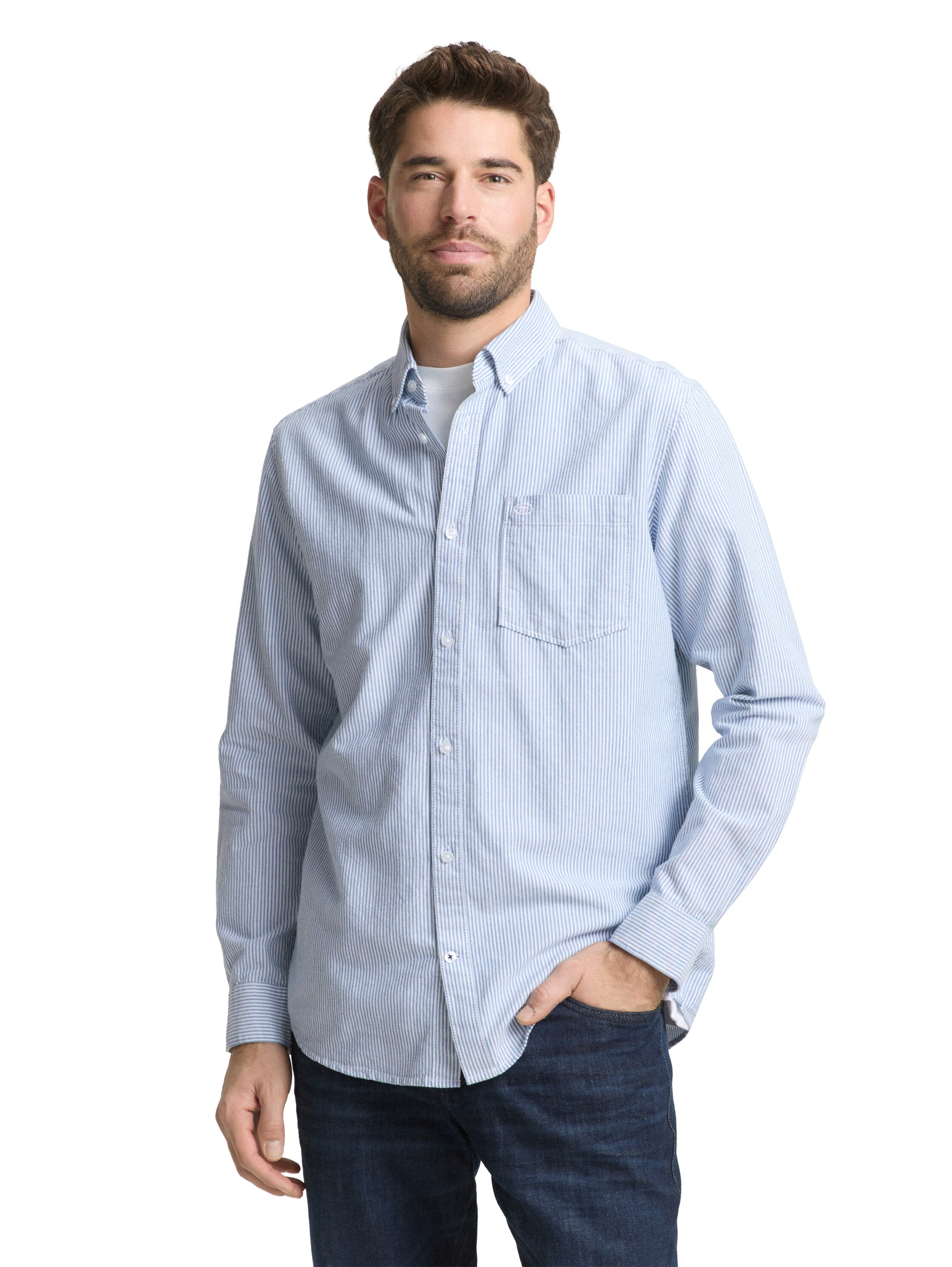 Tom Tailor Regular-Fit Blue Shirt With Breast Pocket