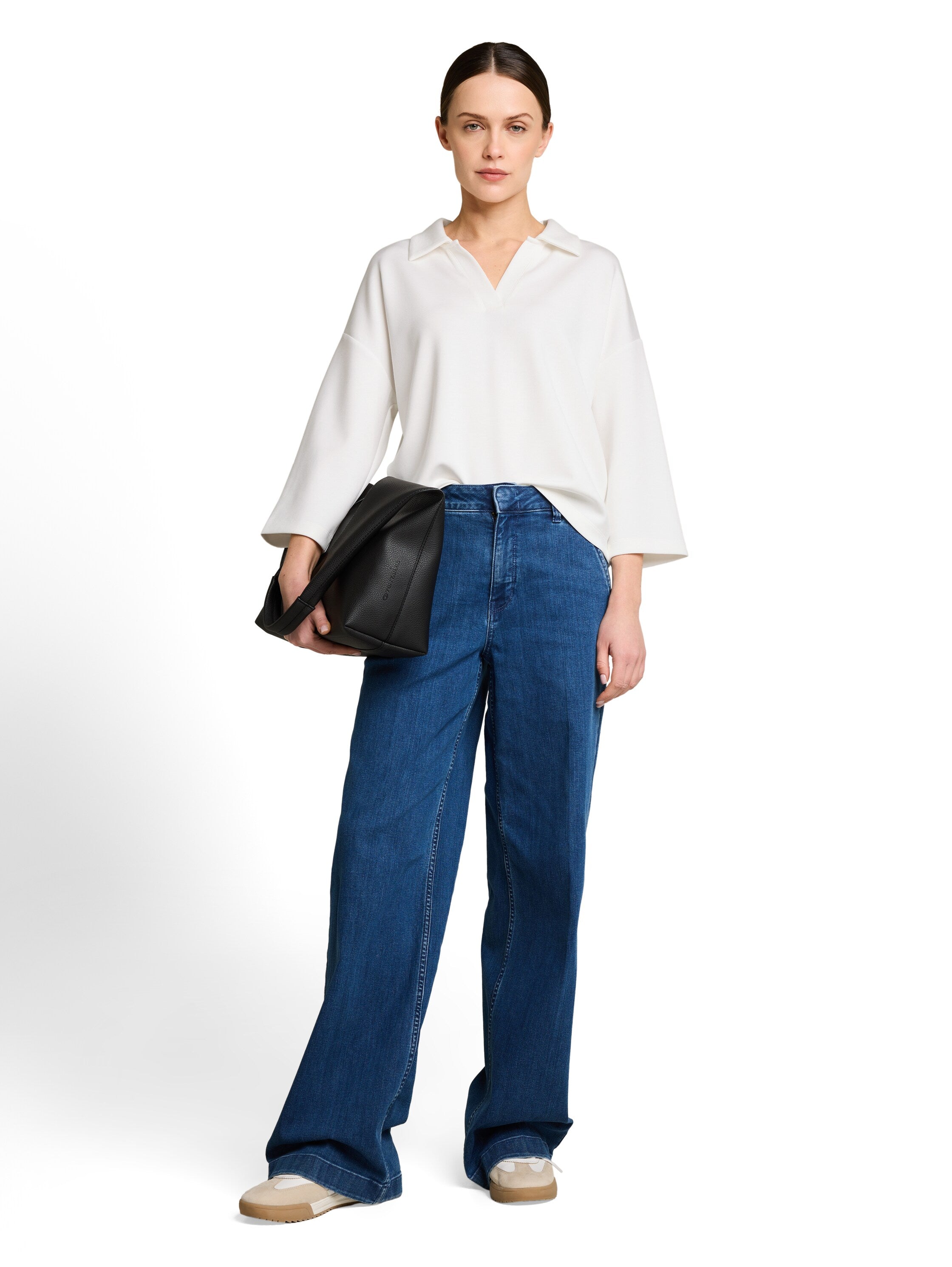 Tom Tailor White Long-Sleeved Shirt With Polo Collar