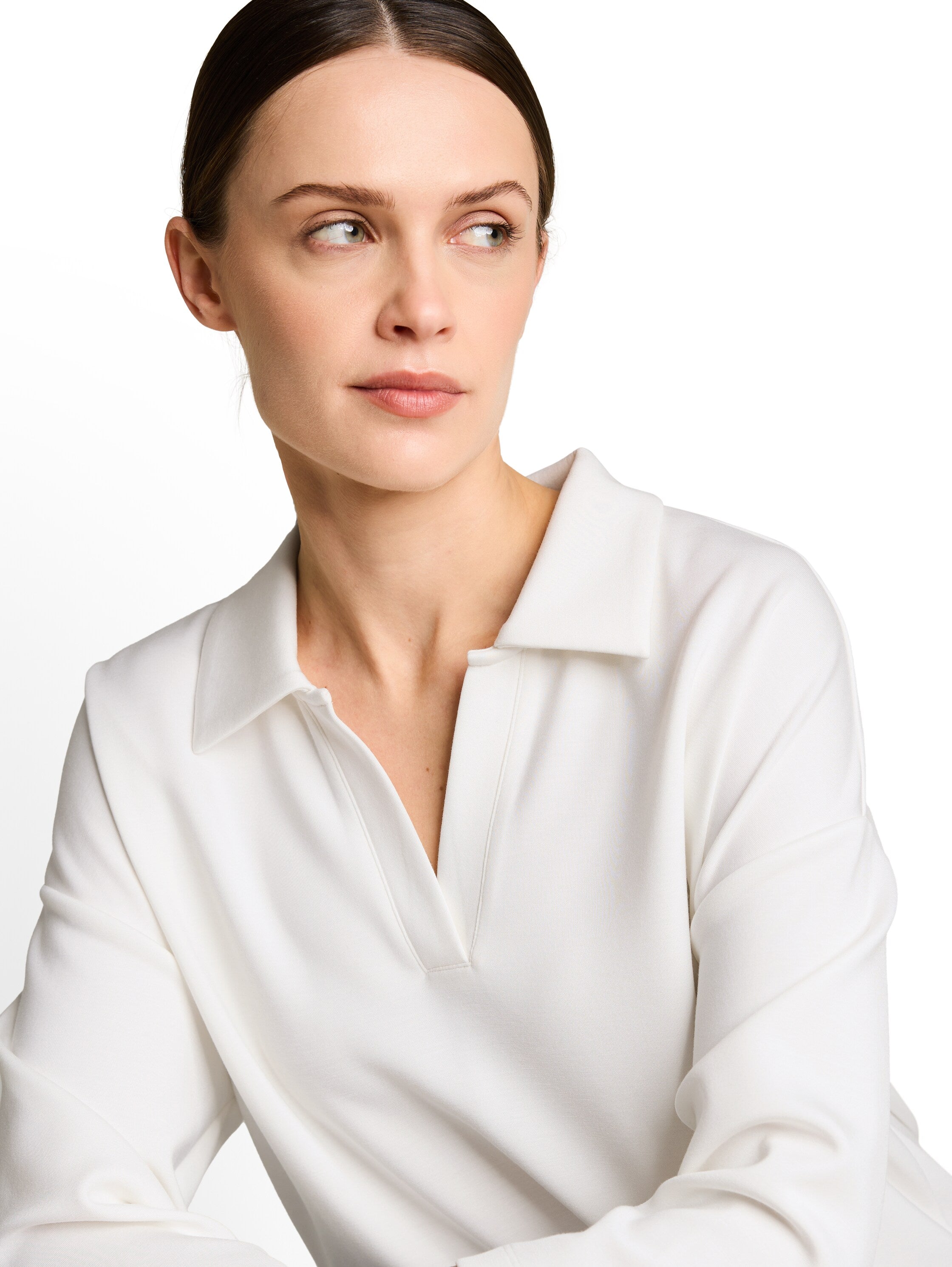 Tom Tailor White Long-Sleeved Shirt With Polo Collar