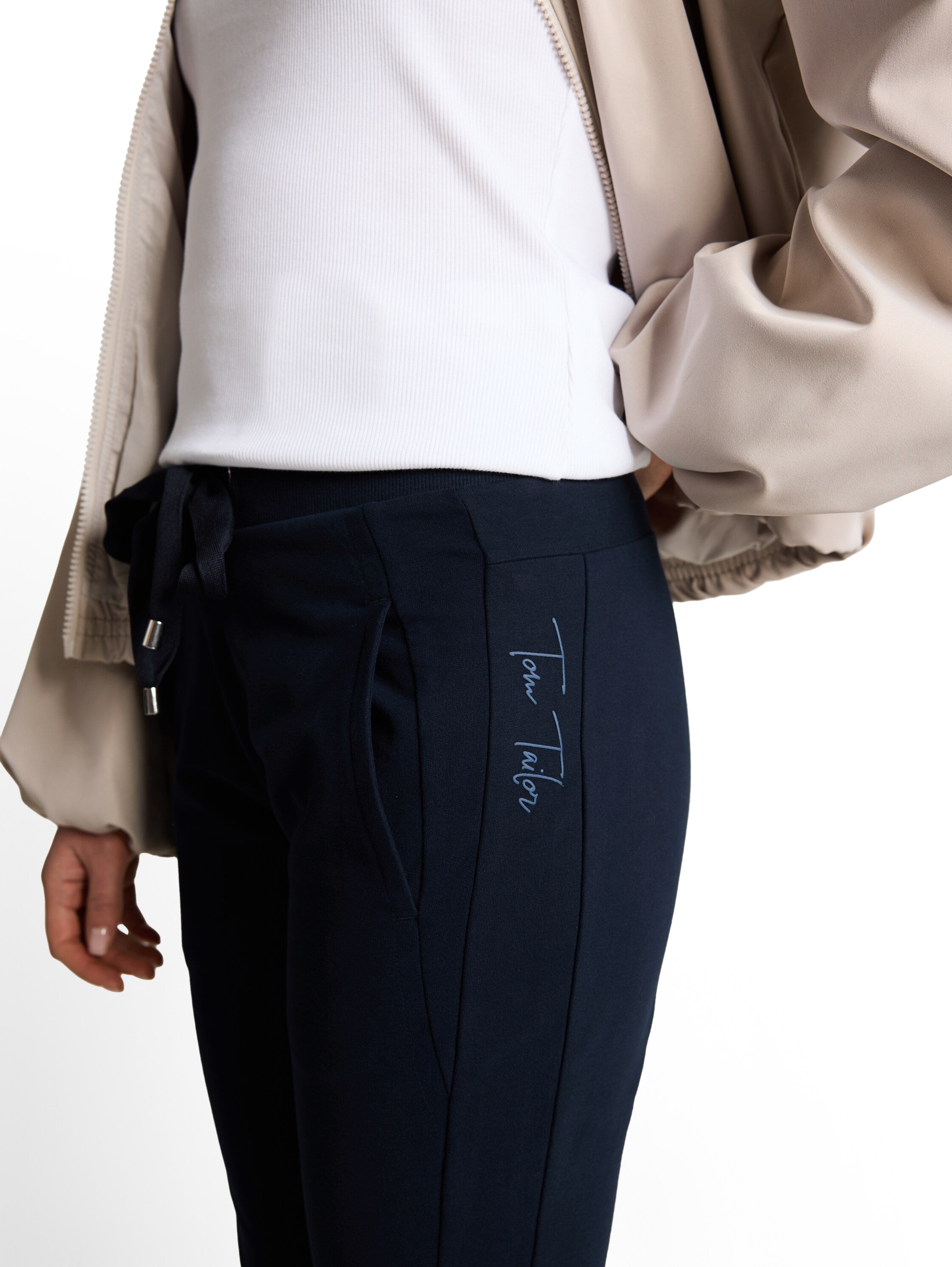 Tom Tailor Navy Cropped Jogger Trousers