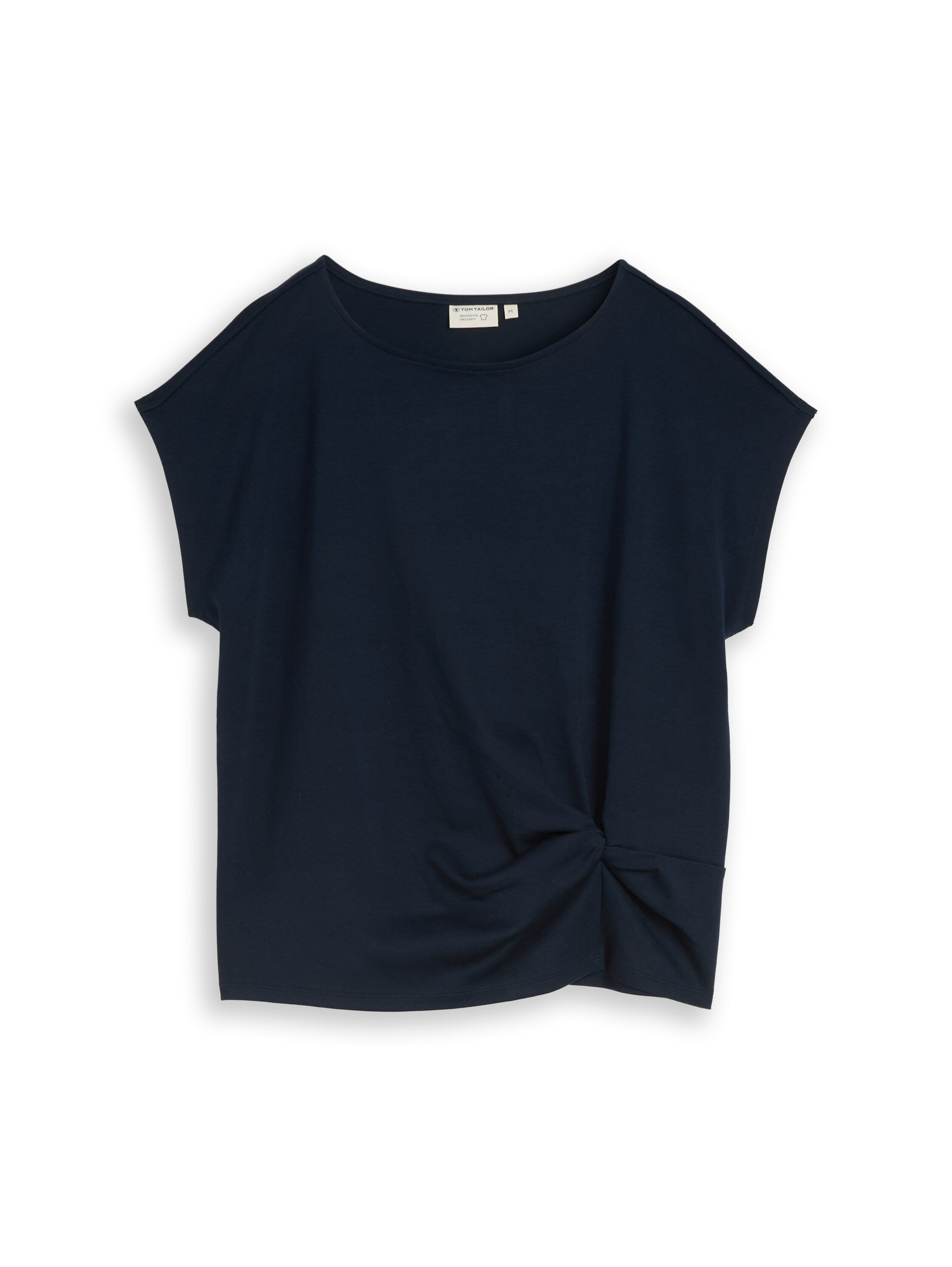 Tom Tailor Navy Short Sleeved Plain T-shirt With Knot Detail On The Front