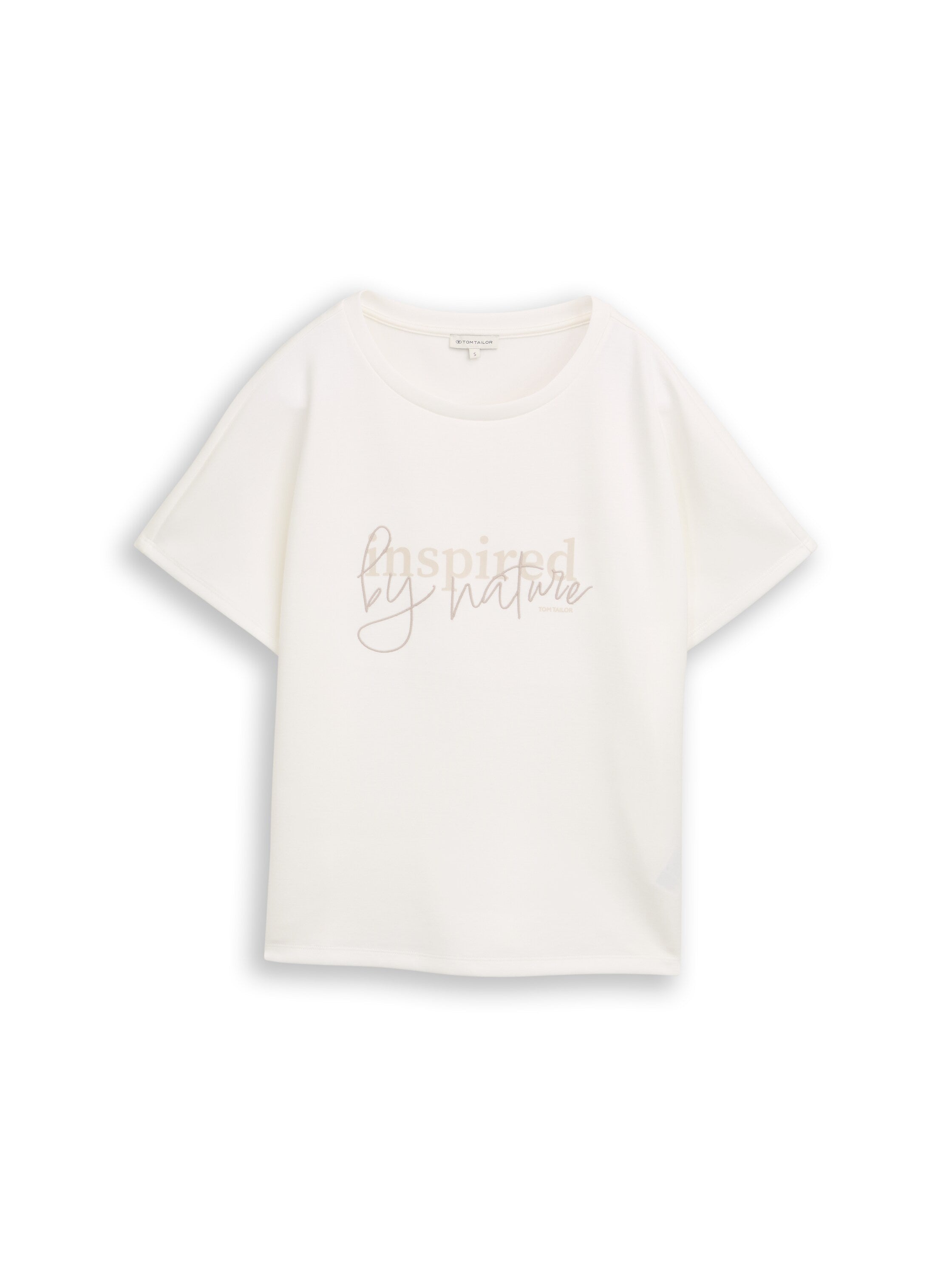 Tom Tailor Off White Loose-Fit Scuba T-shirt With Print