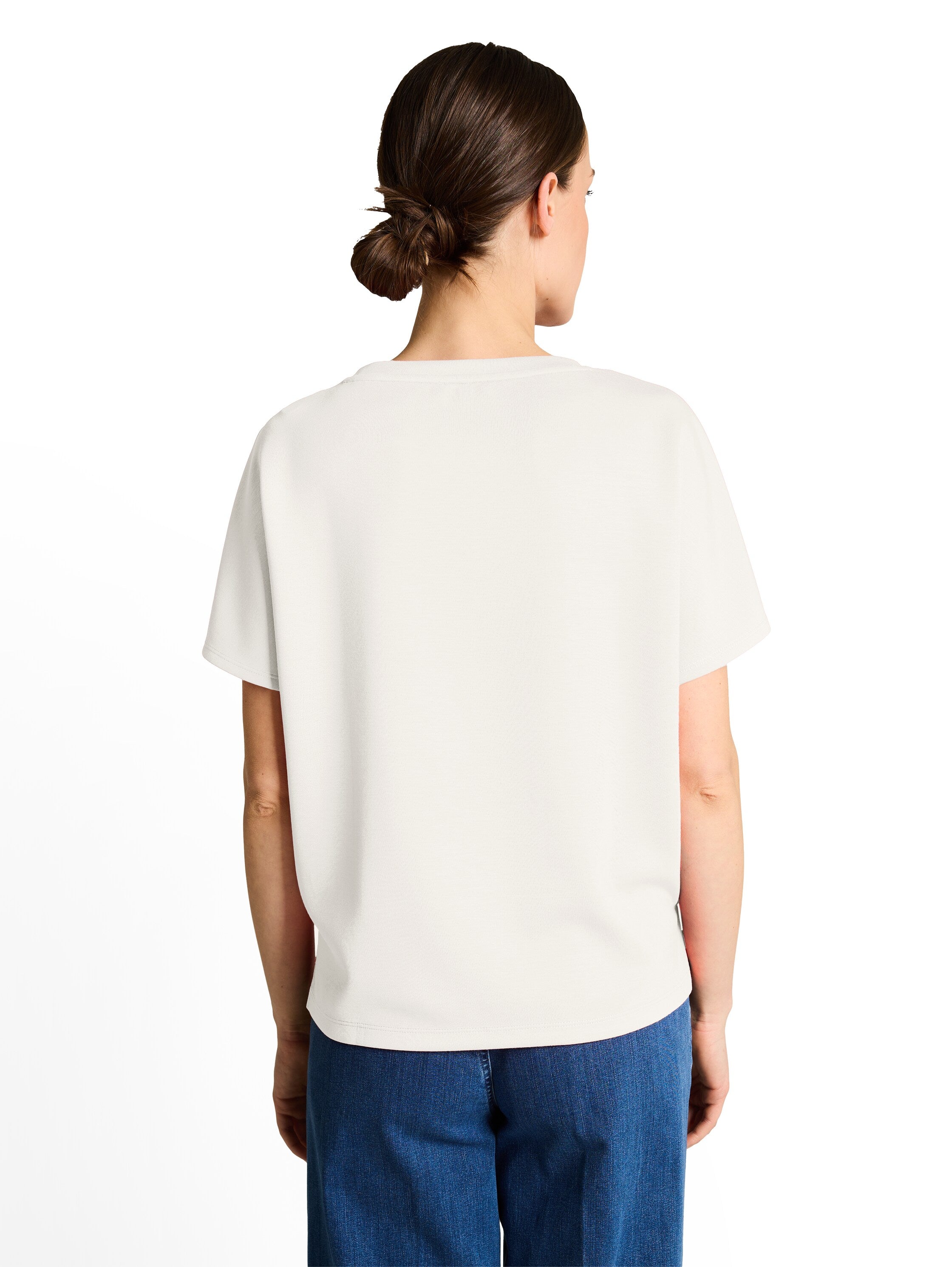 Tom Tailor Off White Loose-Fit Scuba T-shirt With Print