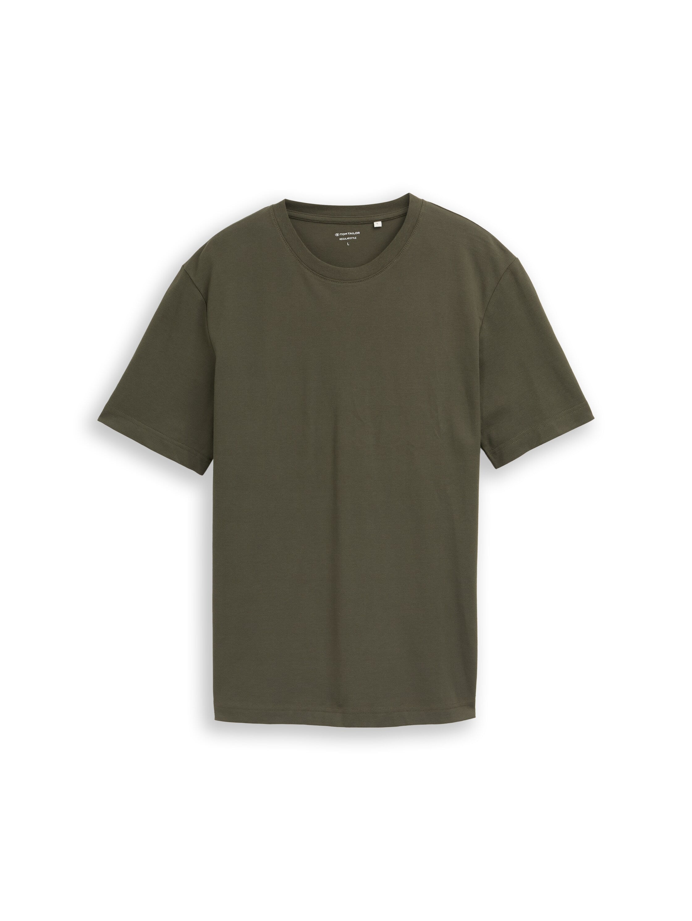 Tom Tailor Olive Round Neck Cotton Basic T-Shirt