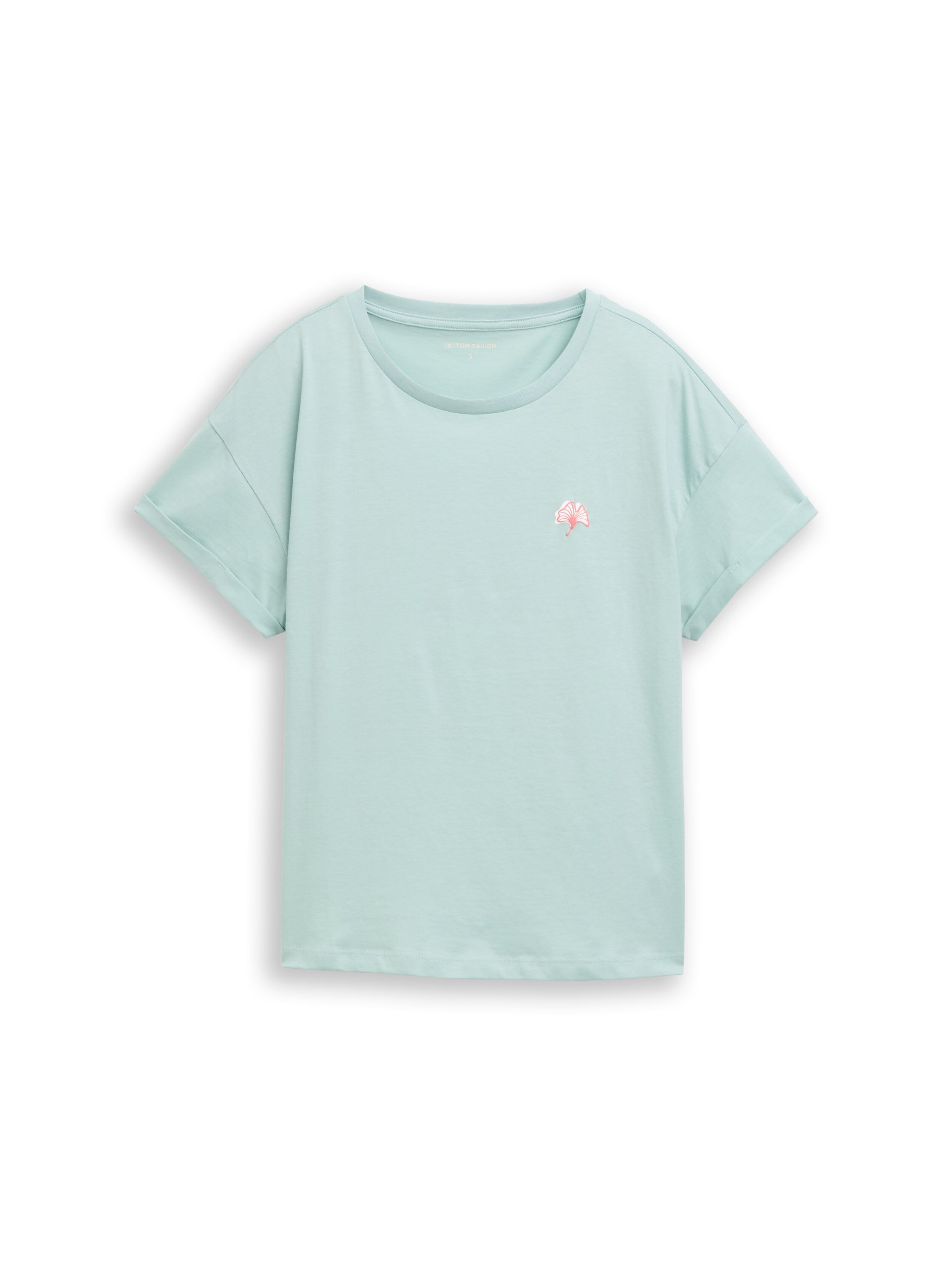 Tom Tailor Blue Round Neck T-Shirt With Small Embroidery On The Chest