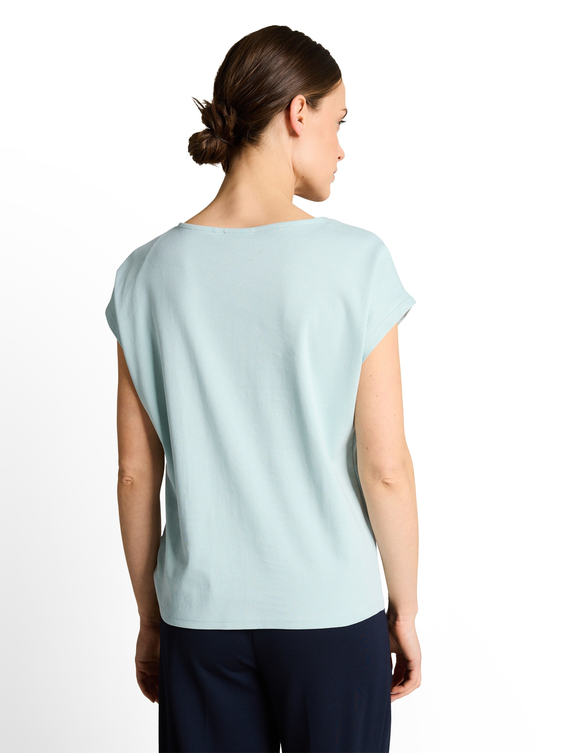 Tom Tailor Blue Short Sleeved Plain T-shirt With Knot Detail On The Front