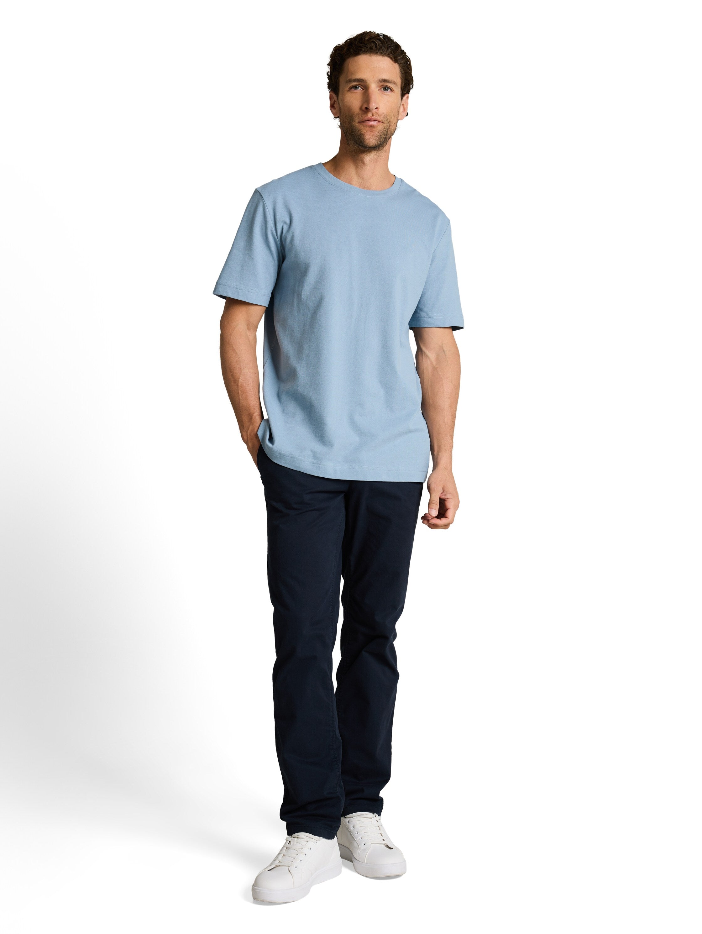 Tom Tailor Blue Round Neck Cotton Basic T-Shirt