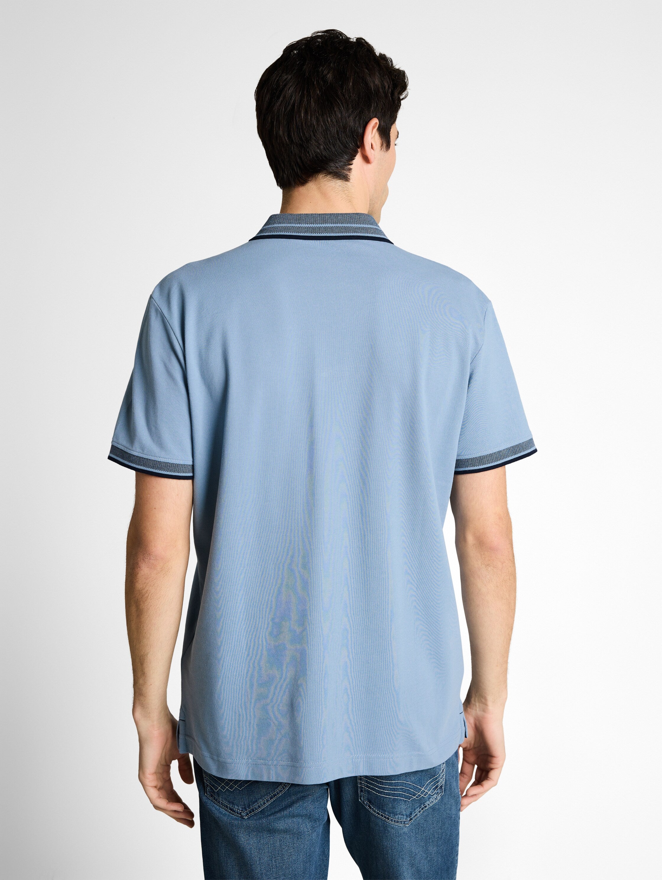 Tom Tailor Blue Polo Shirt With Logo Print