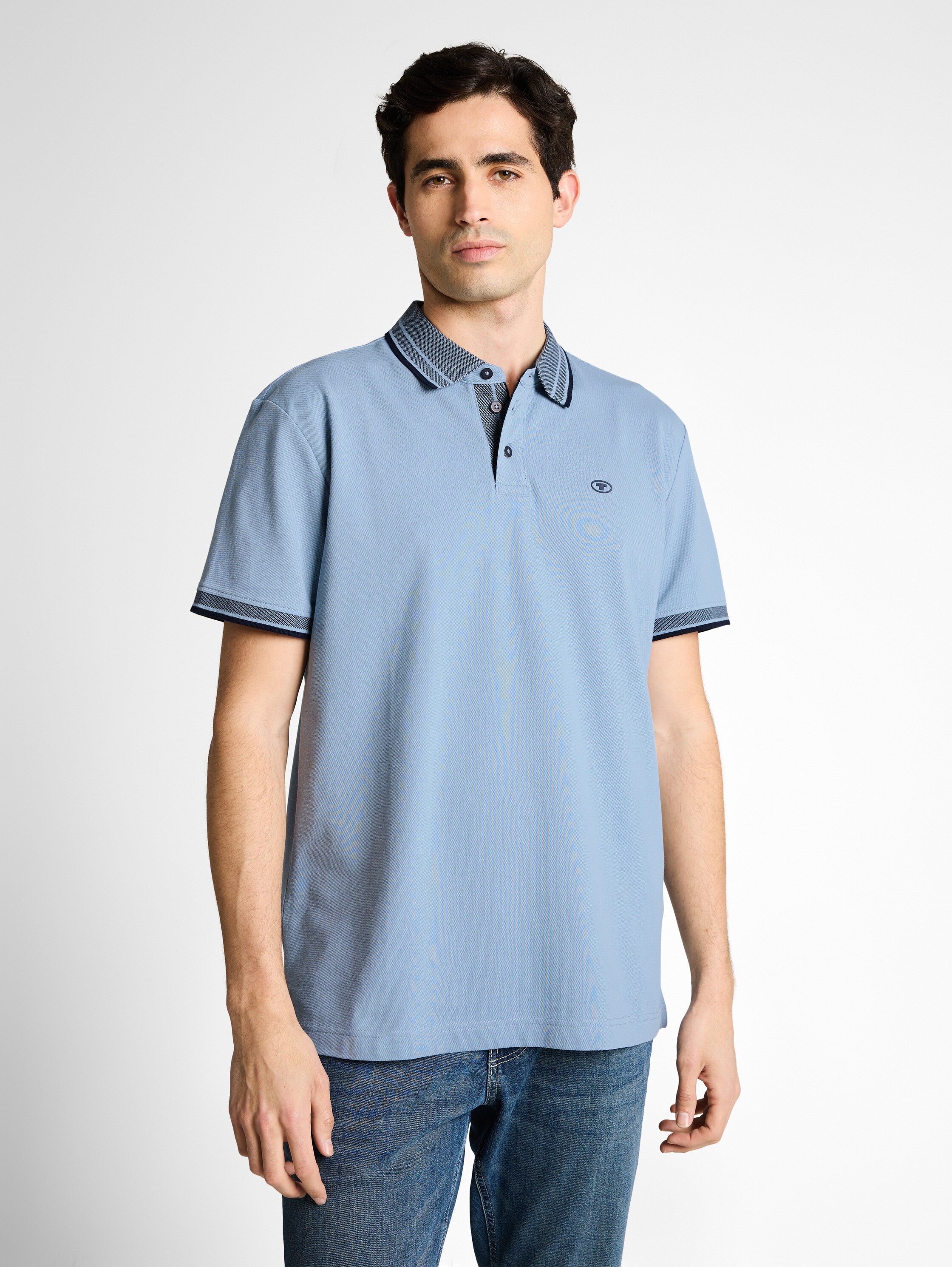 Tom Tailor Blue Polo Shirt With Logo Print