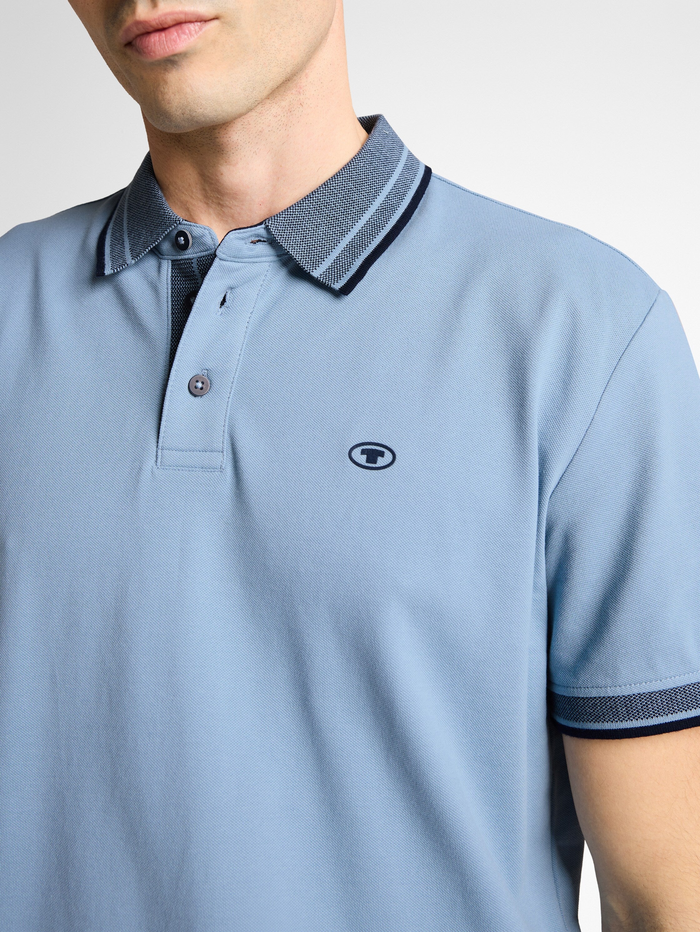 Tom Tailor Blue Polo Shirt With Logo Print