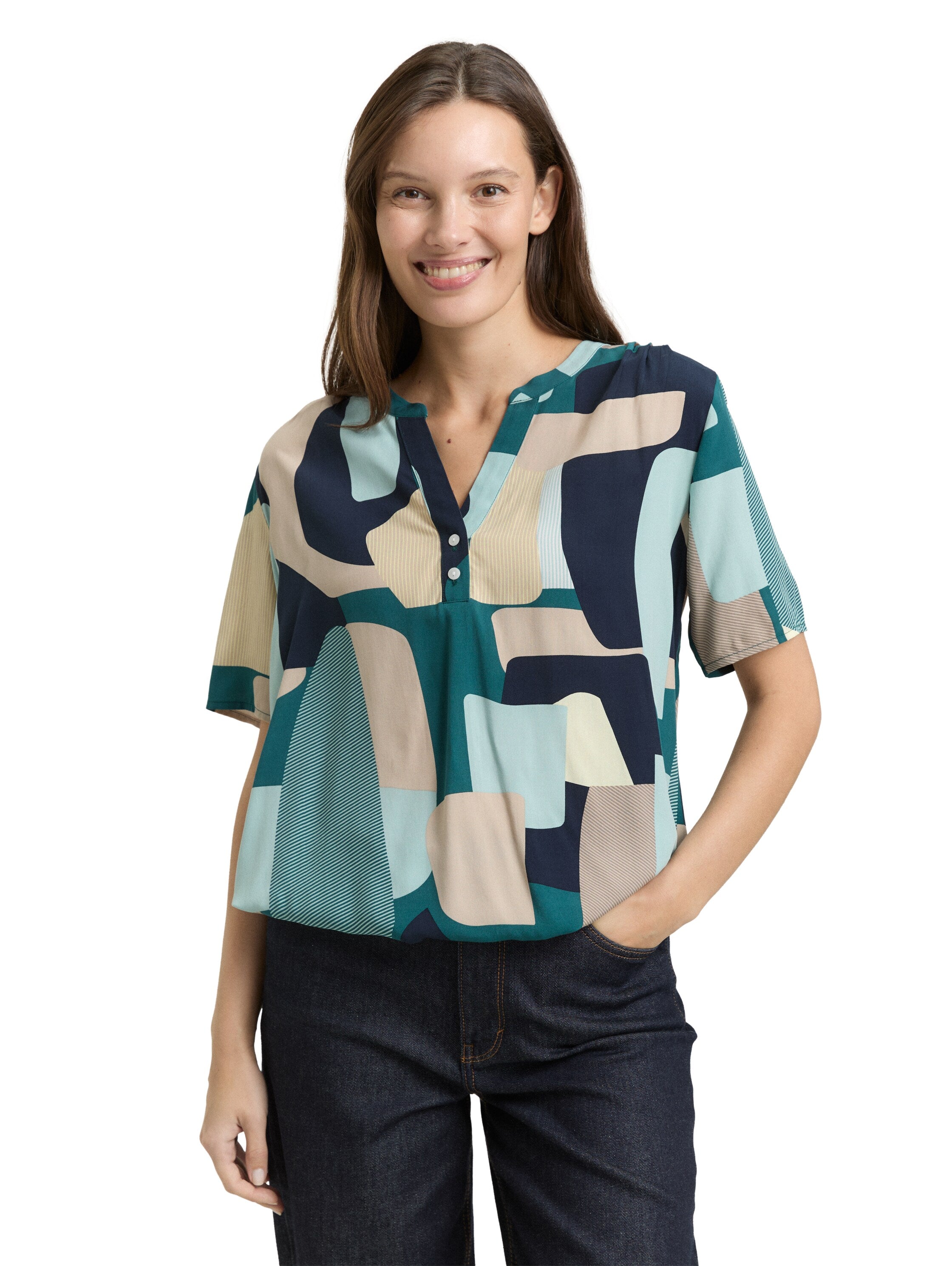 Tom Tailor Short Sleeved Printed Blouse