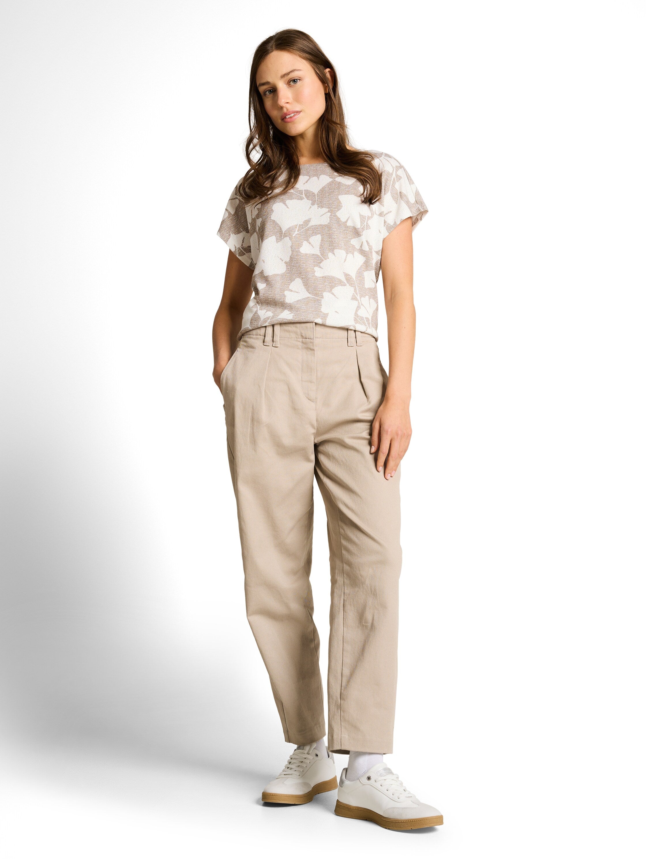 Tom Tailor Patterned T-Shirt With a Knitted Look And Short Side Slits
