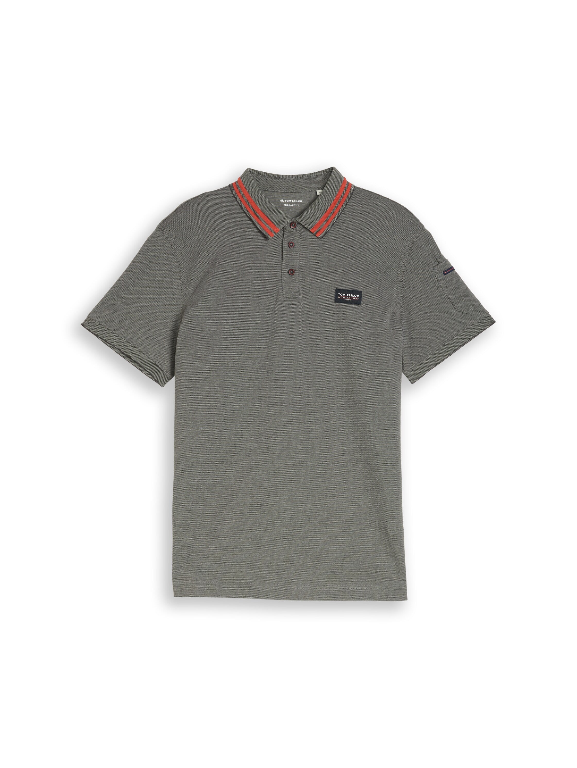 Tom Tailor Grey Polo With Sleeved Pocket